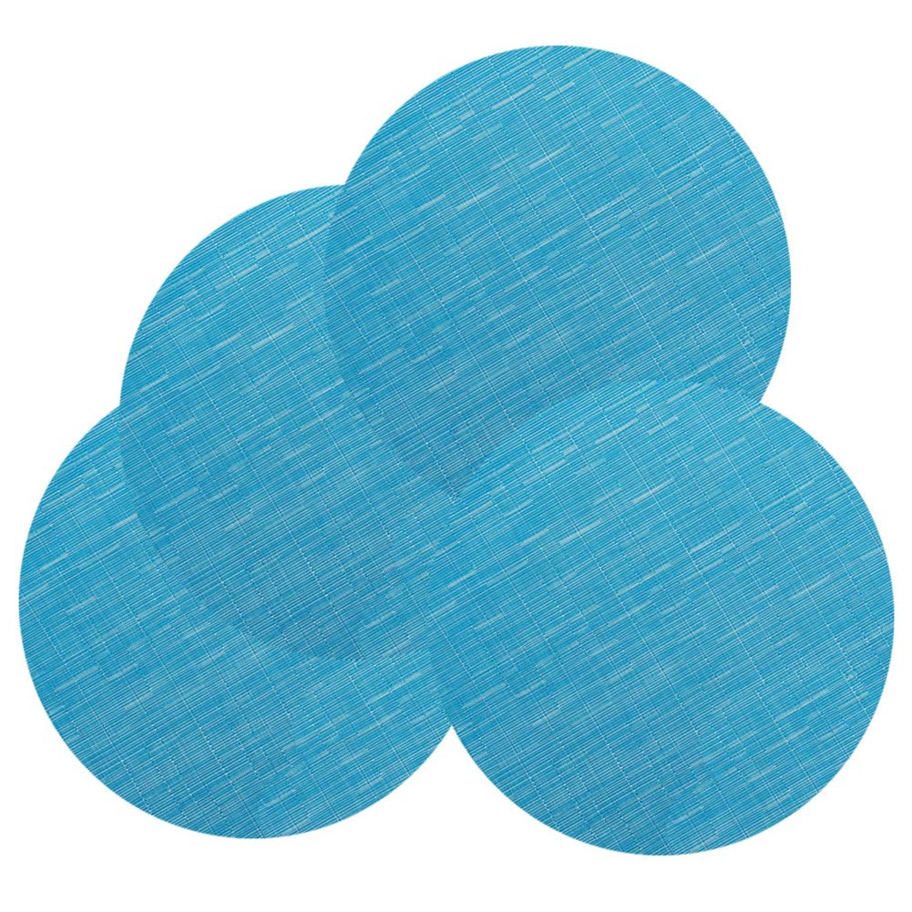 Round Woven Placemats Set of 4 - Washable & Non-Slip 13.8 Inch Table Mats for Christmas, Home, Wedding & Party Decor - Blue - Perfect for Dining Tables, Kitchen Countertops and Holiday Entertaining