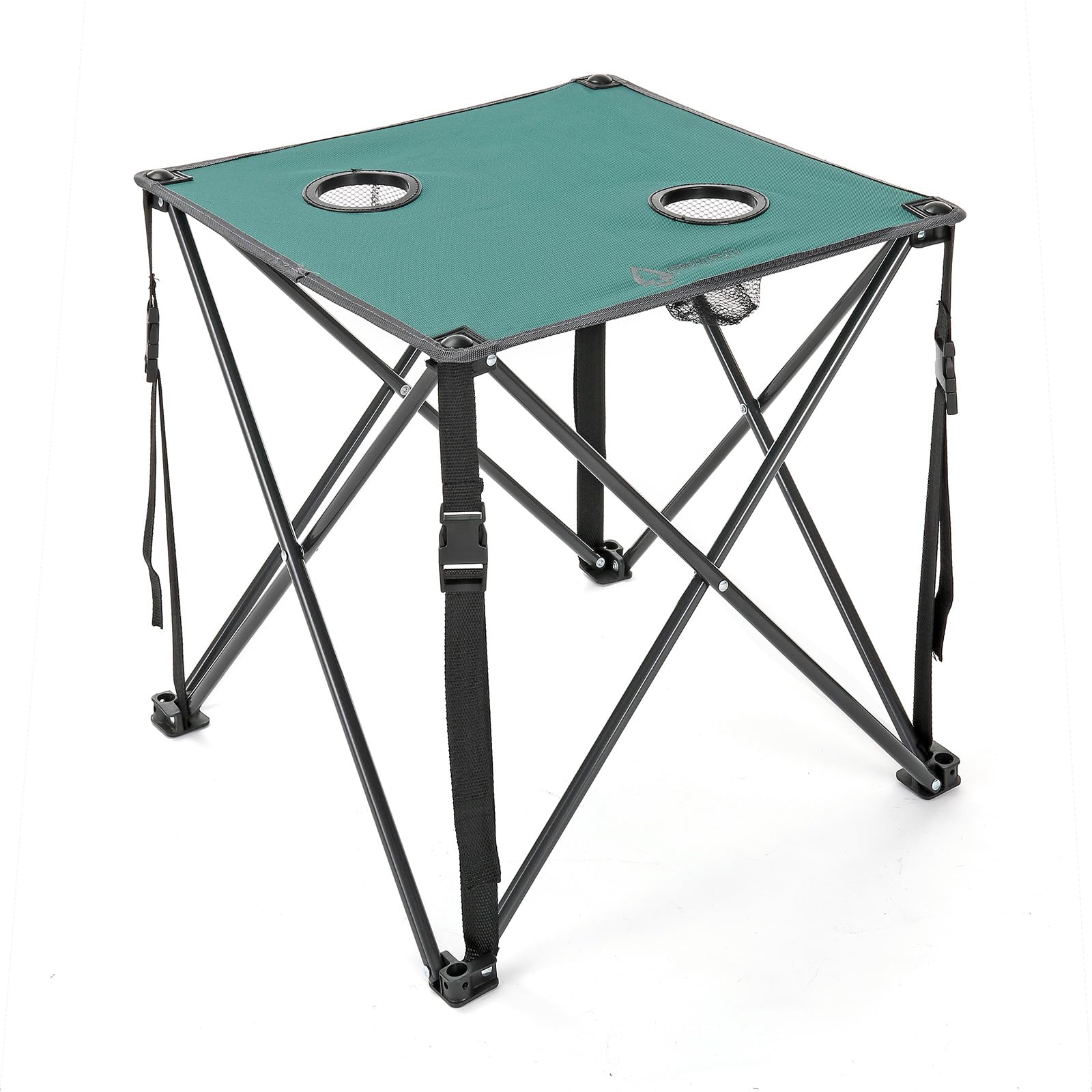 ARROWHEAD OUTDOOR 26” Heavy-Duty Folding Camping Table with 2 Cup Holders, Compact Square Design, Steel Frame, 600D Canvas, Carrying Case, USA Support - Perfect for Camping, Picnics, and Outdoor Adventures