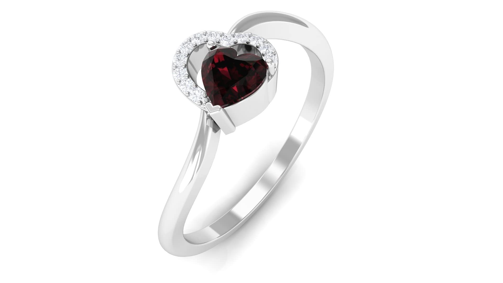Dainty 1/2 CT Garnet and Diamond Heart Promise Ring for Women - 14K Solid Gold Engagement Ring with Accent Stones - Perfect for Anniversaries, Valentine's Day & Romantic Gifts