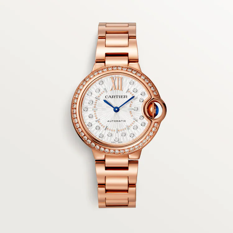 Cartier Ballon Bleu 36mm 18K Rose Gold Diamond Ladies Watch - Luxury Women's Timepiece for Gifts, Weddings & Special Occasions