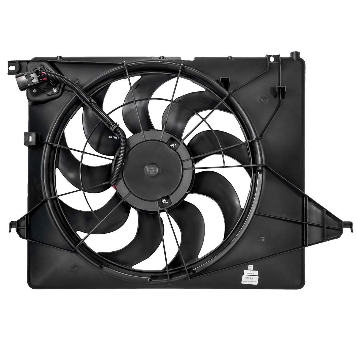 DNA MOTORING OEM-RF-0025 High Performance Radiator Cooling Fan Assembly - Direct Fit Replacement for 2010-2012 Hyundai Santa Fe & 2011-2015 Kia Sorento - Enhanced Cooling Efficiency, Black - Perfect for Engine Overheating Prevention & Summer Driving