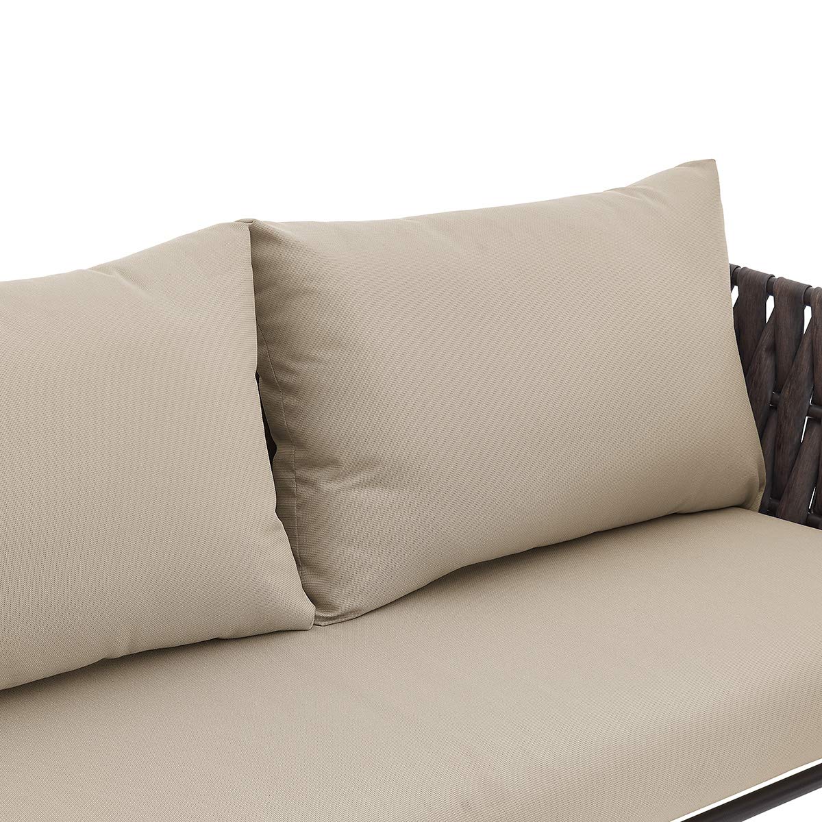 Barton 4-Piece Bistro Sofa Set with Cushions & Coffee Table - Outdoor Patio Wicker Rattan Furniture - Space-Saving Conversation Set for Garden, Balcony or Poolside Relaxation