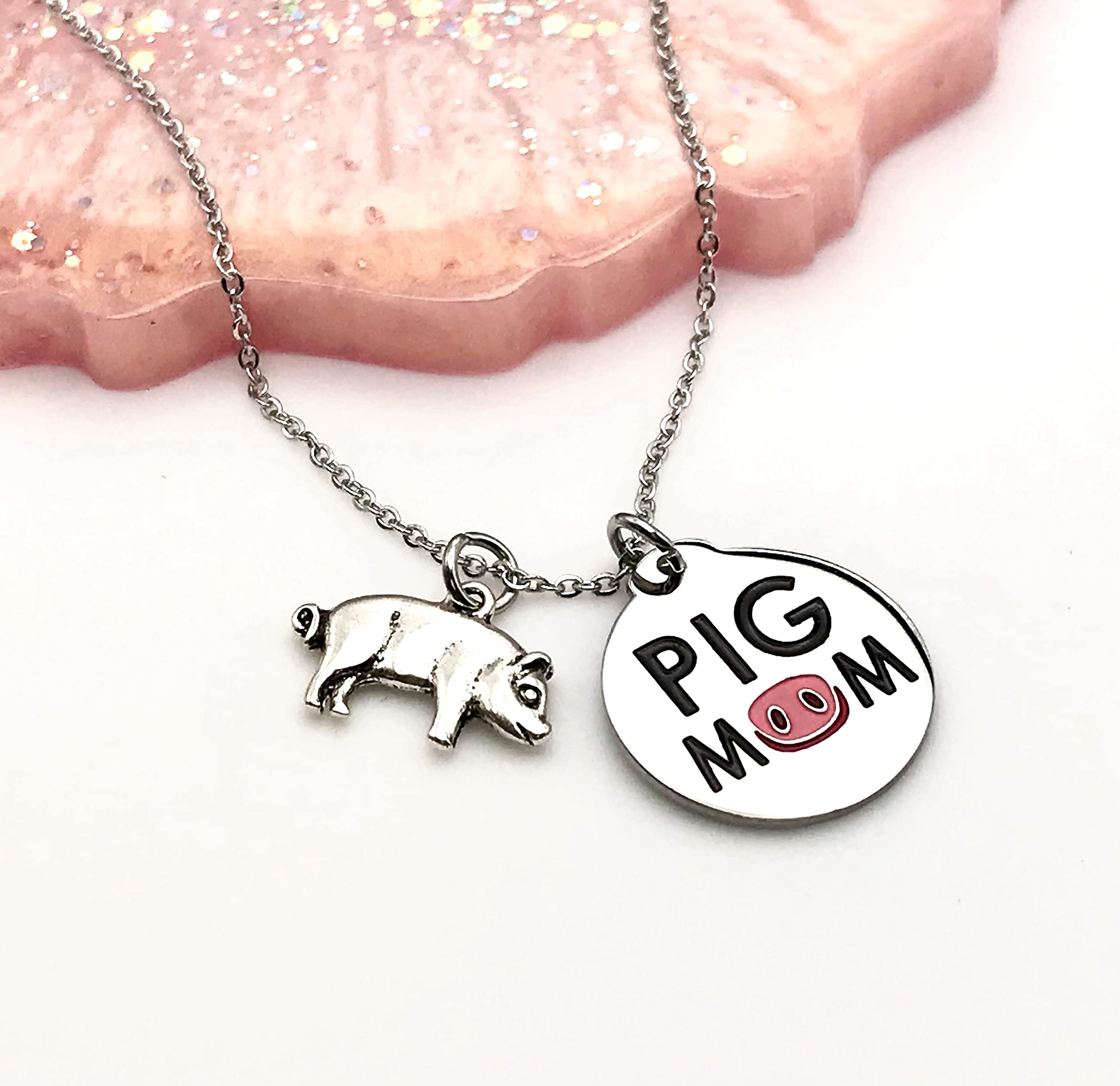 Pig Mom Necklace - Piggy Charm 18