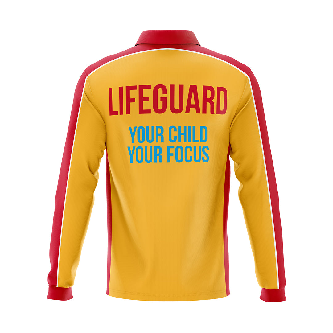 Men's Pool Lifeguard Polo Shirt - Long & Short Sleeve Options - Comfortable Swim Shirt for Lifeguards, Water Safety Professionals & Beach Activities