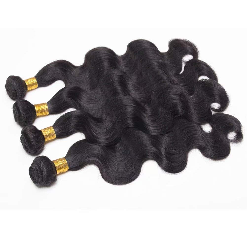 FEEL ME Brazilian Body Wave Hair 3 Bundles (14 16 18 Inch) - 100% Unprocessed Virgin Human Hair Weave - Natural Black Hair Extensions for Women - Perfect for Styling, Weaving & Protective Hairstyles
