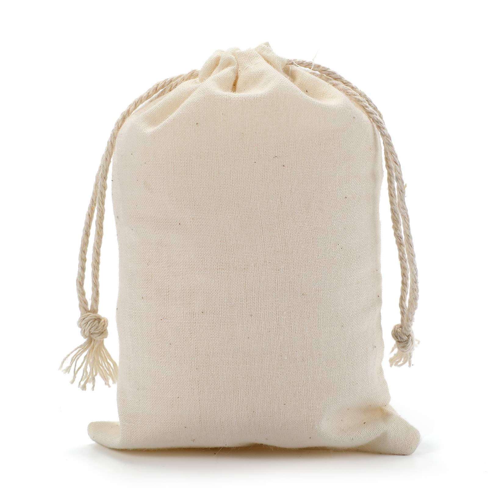 Organic Cotton Muslin Drawstring Bags - 30Pcs 5x7 inch & 20Pcs 4x6 inch Mix Size Set | Reusable Party Favor Bags, Sachet Bags, Gift Bags for Weddings, Baby Showers, Bridal Showers & DIY Crafts