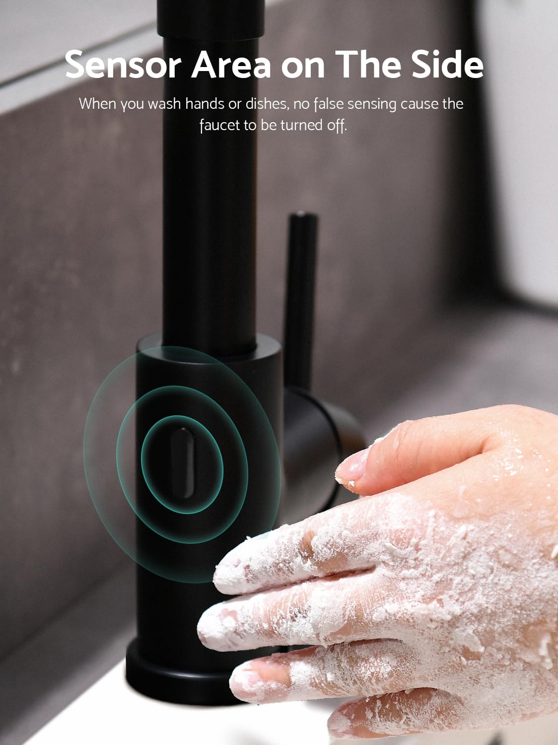 WEWE Matte Black Touchless Kitchen Faucet with Pull Down Sprayer - Motion Sensor Activated, Single Handle Stainless Steel Sink Faucet for Modern Kitchens | Perfect for Busy Cooks, Families & ADA Compliant Spaces