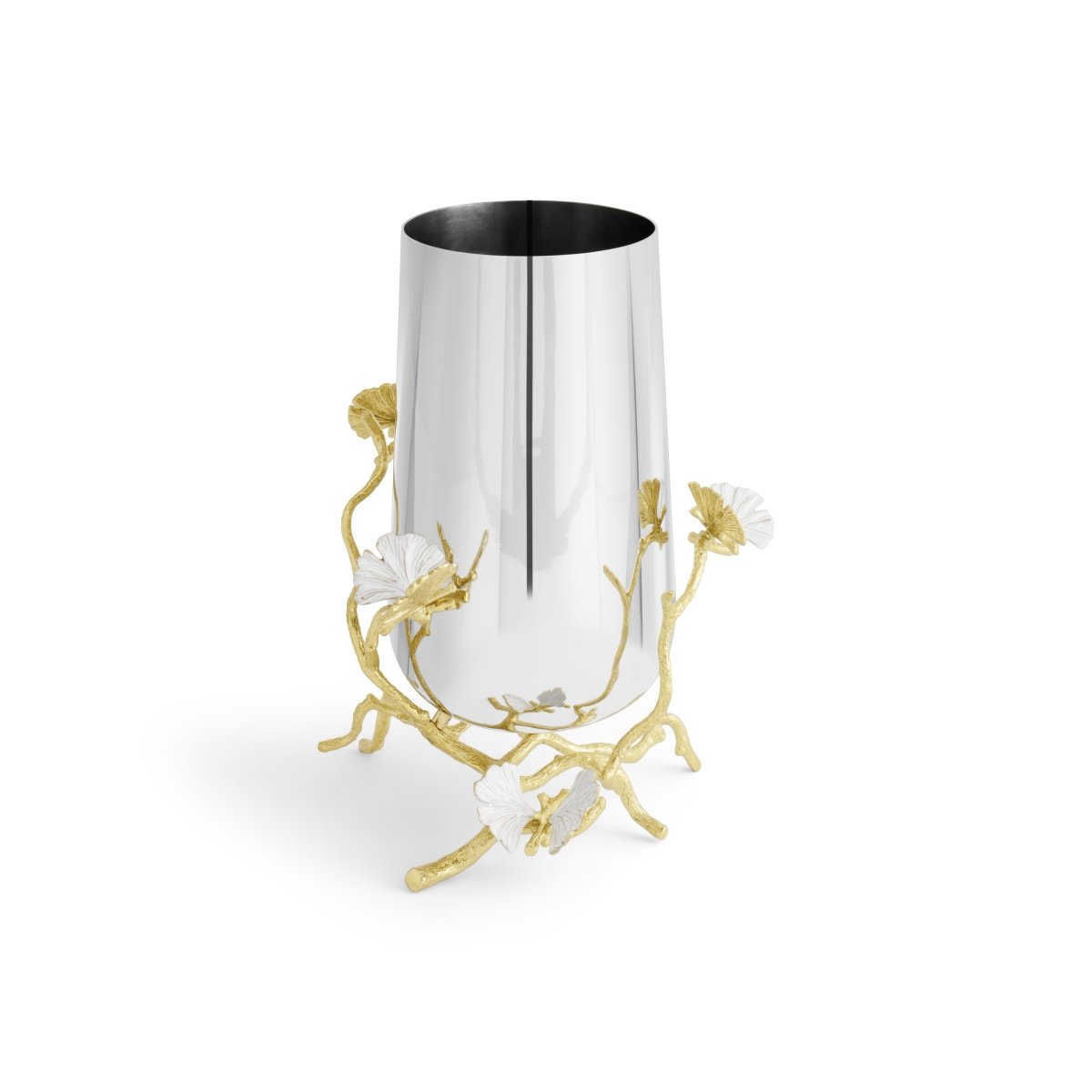 Elegant Butterfly Ginkgo Gold Vase - Handcrafted Home Decor for Living Room, Wedding Centerpiece & Luxury Gift Idea