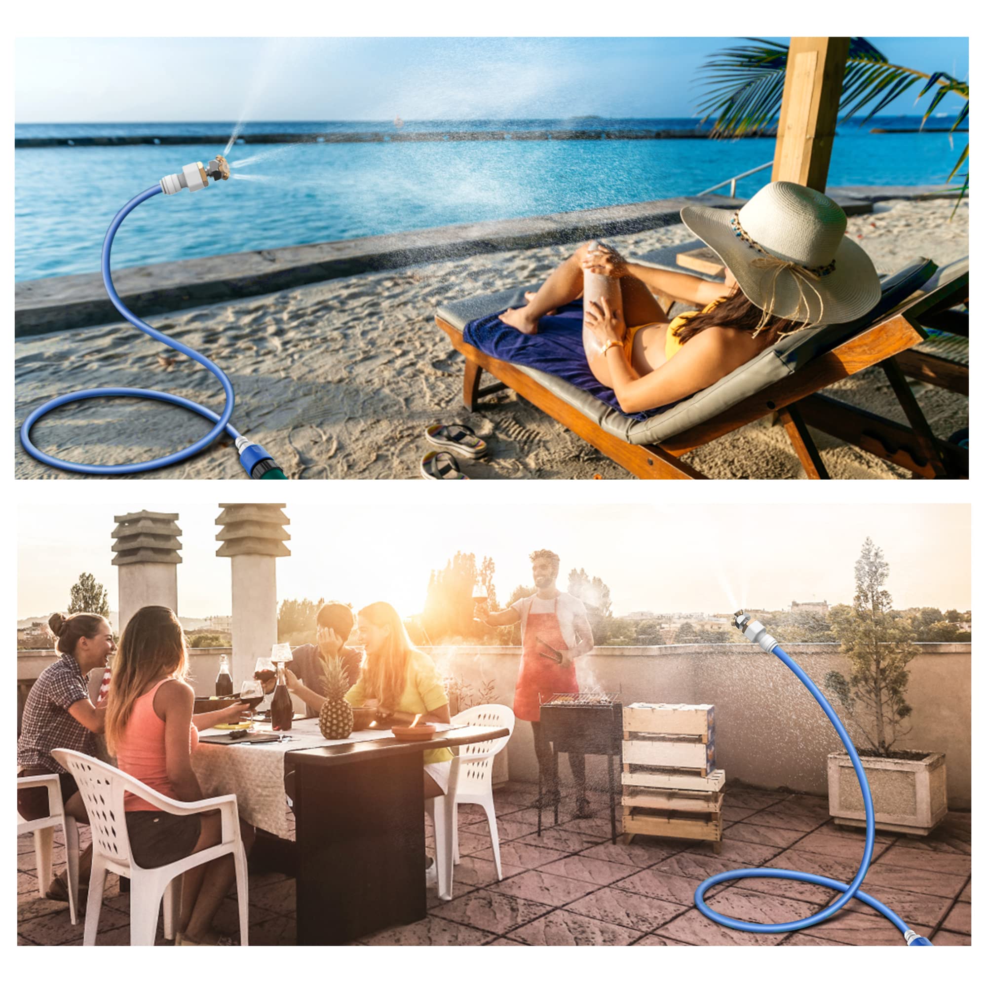 3-Way Fine-Mist Leak-Proof Outdoor Misting System - 6.6FT Cooling Hose for Patio, Greenhouse, Chicken Coop & Pool | Perfect for Summer Backyard, Garden & Pet Areas