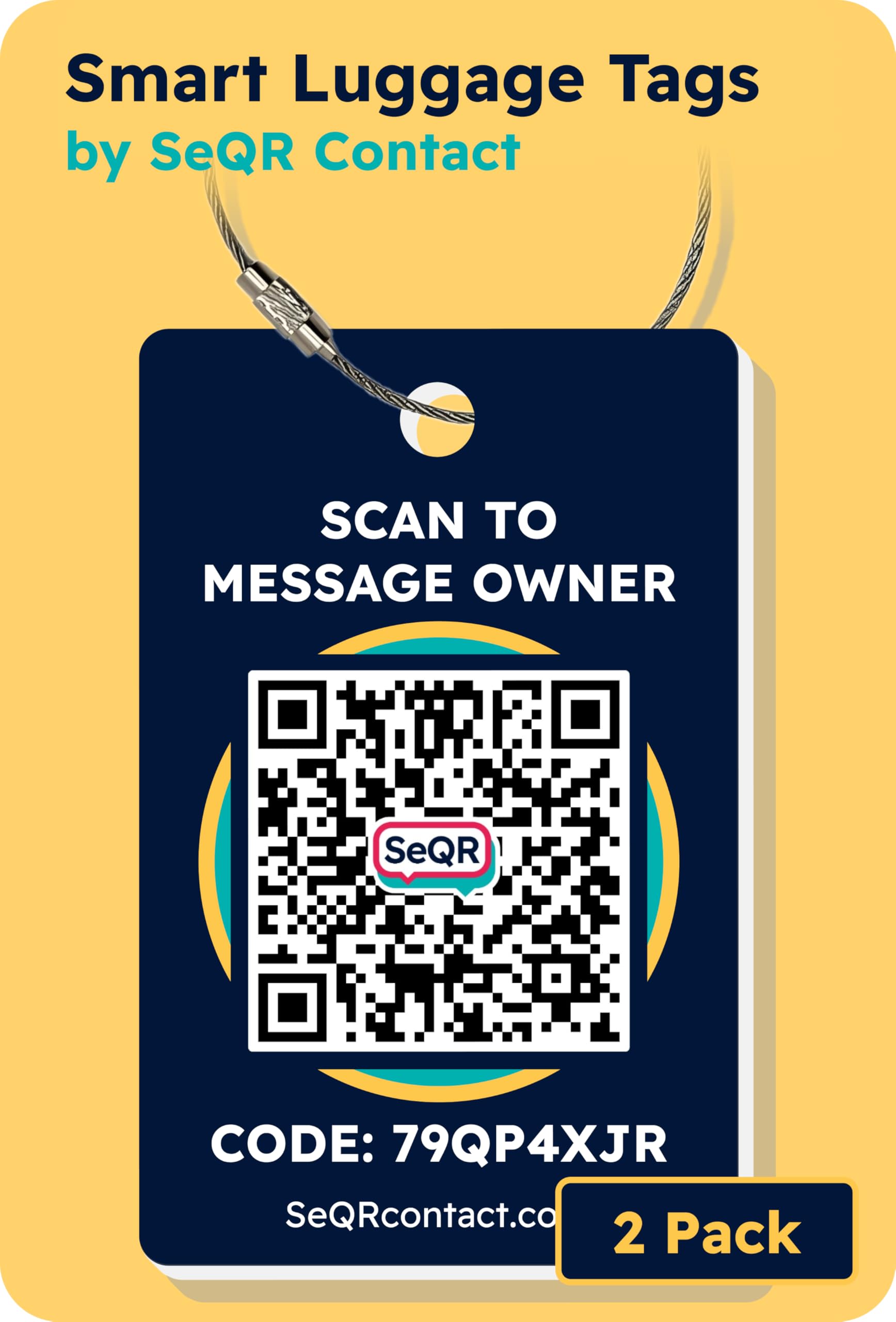 Smart QR Code Luggage Tags for Travel - Privacy Protection & Customizable Name Tags for Suitcases (Men & Women) - Works with GPS Trackers Like Apple AirTag & Android Devices - Perfect for Airports, Vacations & Business Trips