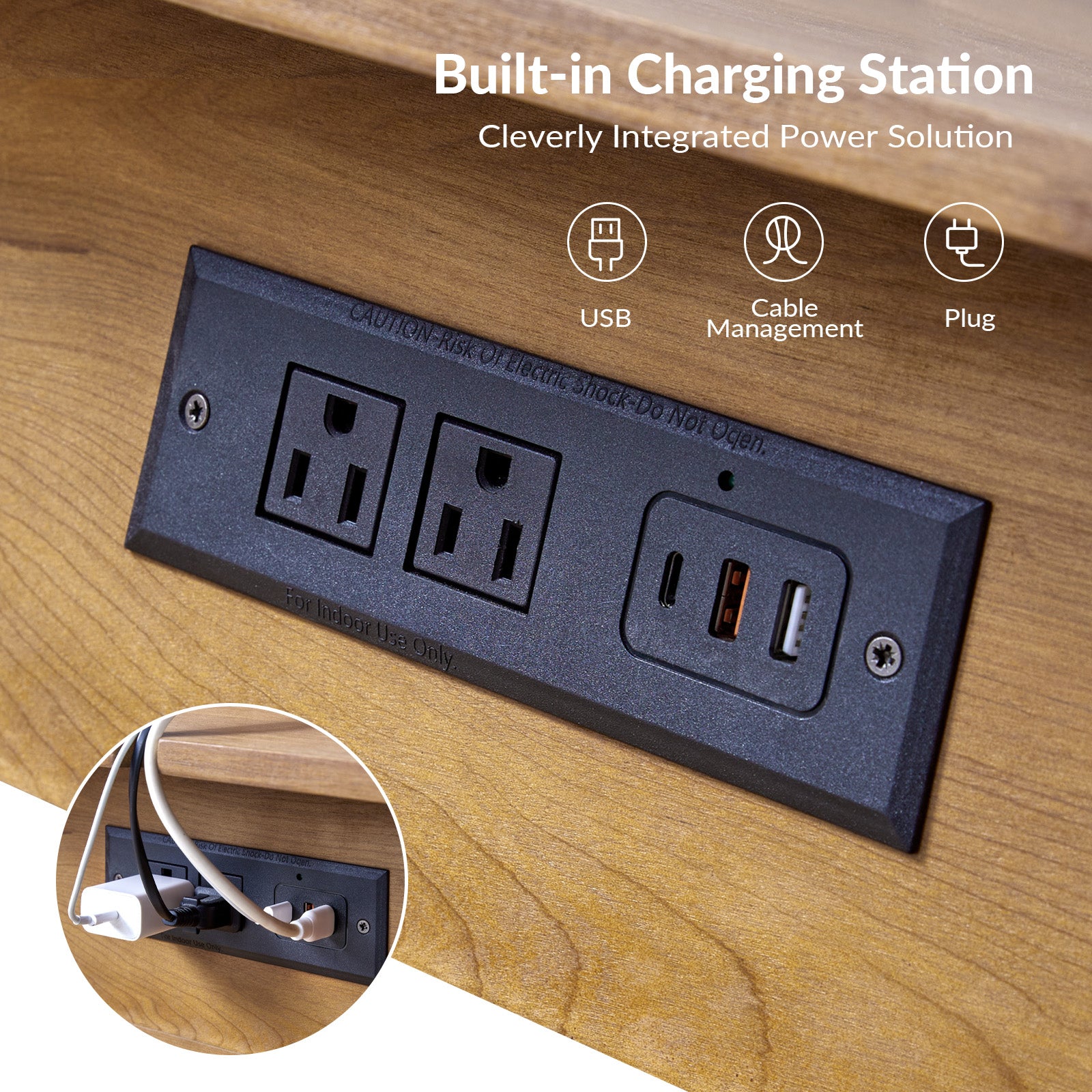 Vivian Mid-Century Modern Nightstand with USB Charging Station - Wooden Bedside Table with Drawer & Shelf - Perfect for Bedroom, Living Room, or Guest Room - Fast Charging & Stylish Storage Solution