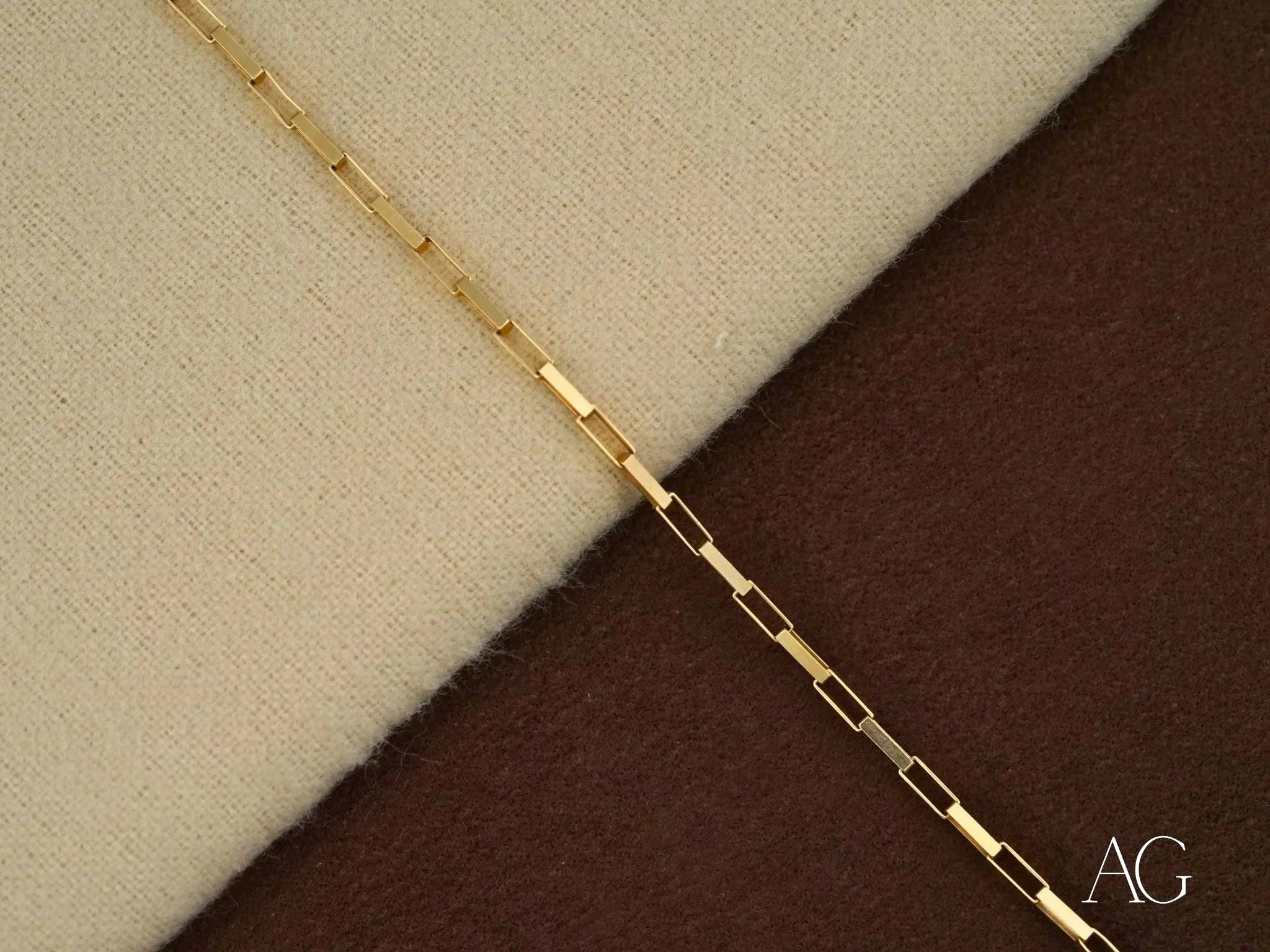 18K Solid Gold Brick Link Bracelet for Women - Timeless Elegance Jewelry for Everyday Wear & Special Occasions