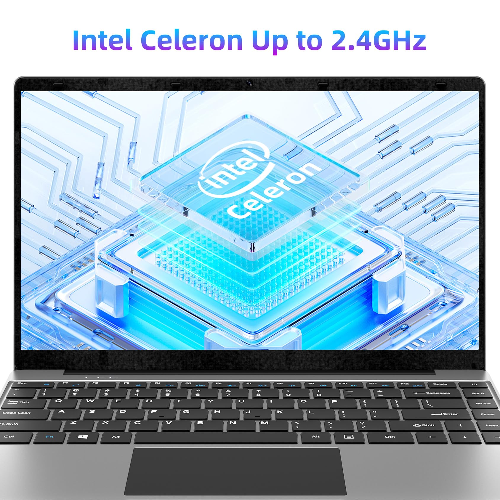 12GB LPDDR4 256GB SSD 14-inch Laptop Computer with FHD 1920x1080 Display, Intel Quad Core Celeron CPU, 35.52WH Battery, Dual-Band WiFi, Bluetooth 4.0 - Portable Lightweight Notebook for Work, Study & Entertainment