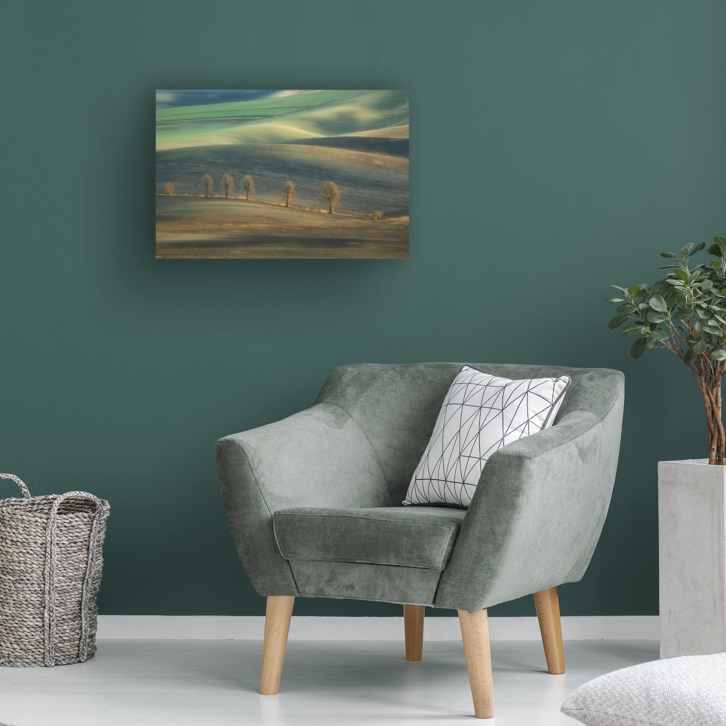 Trademark Fine Art 'Seven Trees' Canvas Wall Art by Krzysztof Browko - Hand-Painted Landscape Painting for Living Room, Bedroom & Office Decor