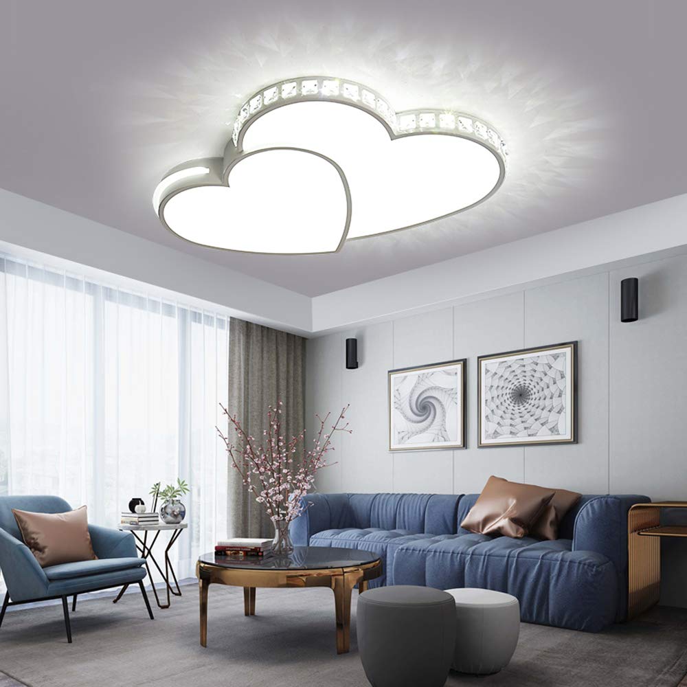 Heart-Shaped Crystal LED Chandelier - 24W 110V Modern Ceiling Light Fixture with Cool White Light for Living Room, Bedroom, Kids' Room - Perfect for Romantic Decor & Children's Spaces