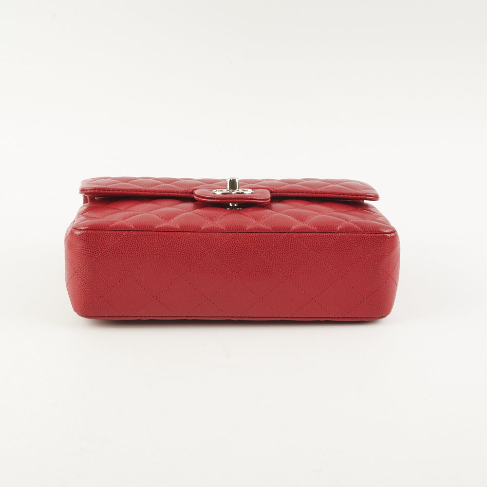 Chanel 18B Small Classic Flap Bag in Caviar Leather - Red Luxury Handbag for Women | Perfect for Evening Parties, Date Nights & Special Occasions