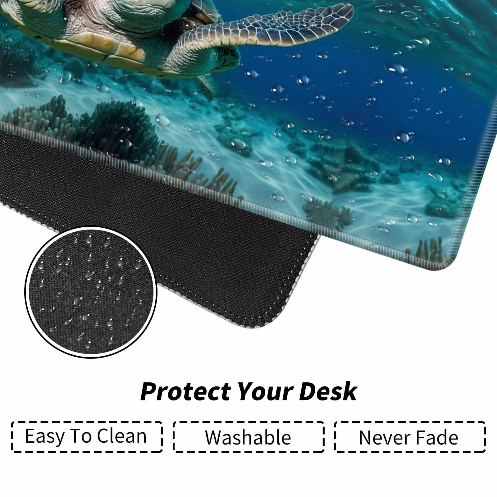 Large XL Extended Gaming Mouse Pad with Sea Turtle Design - 31.5