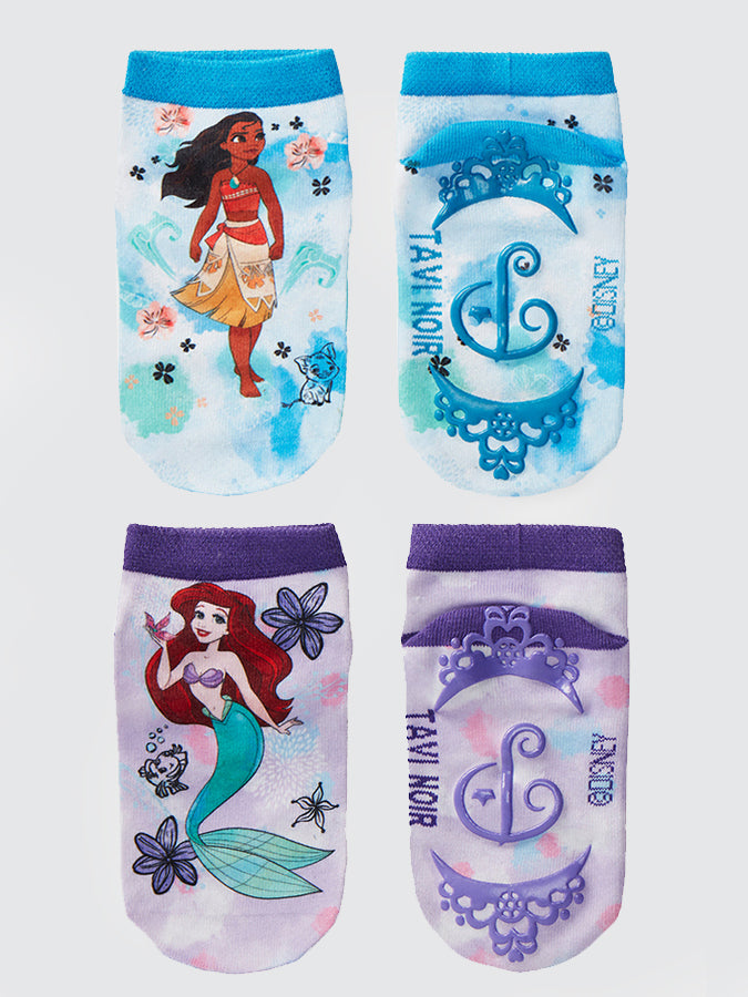 Disney Princess Kids Grip Socks 2 Pack - Non-Slip Toddler Socks for Girls - Perfect for Playtime, School & Home Activities