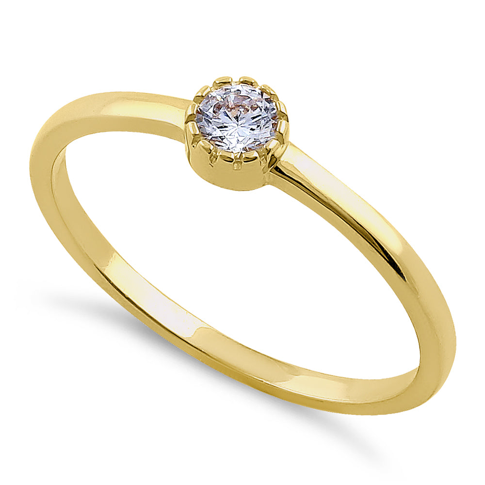 14K Yellow Gold Round Cut Cubic Zirconia (CZ) Engagement Ring for Women - Elegant Wedding Band, Promise Ring, Anniversary Gift - Perfect for Proposals, Bridal Jewelry, and Special Occasions