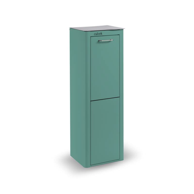 Don Hierro - Cubek | 10 Gallon Dual Compartment Trash Can with Recycling Bin | Modern Waste Bin for Home, Kitchen, Office | Space-Saving Design for Small Spaces & Eco-Friendly Waste Sorting - Turquoise