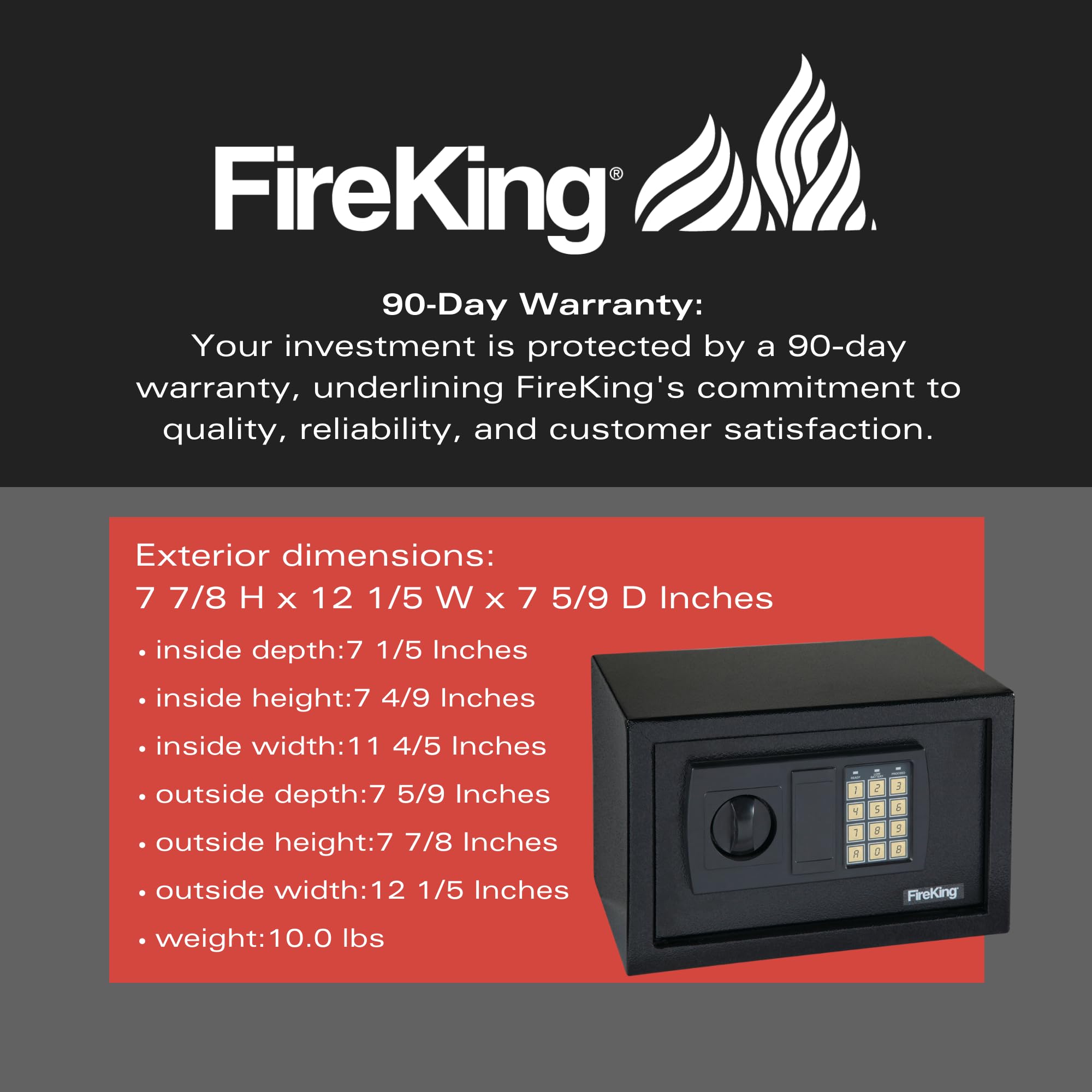 FireKing Gary Personal Safe with Electronic Lock - Compact Home Safe for Cash, Jewelry & Documents - Secure Storage with Bolt Down Kit & Programmable Code - Ideal for Bedroom, Office & Travel Use (Gray)
