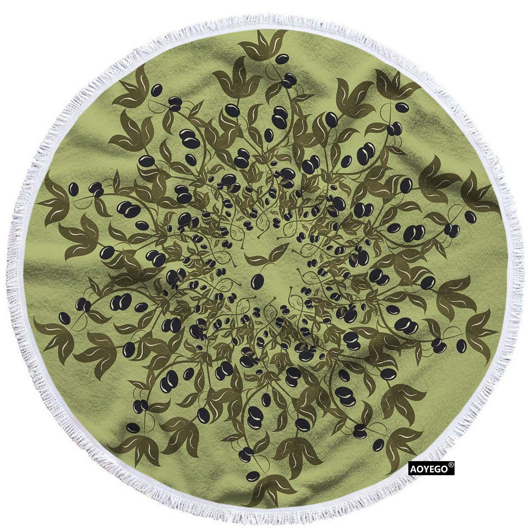 Premium Black Olive Branches Beach Towel - 63
