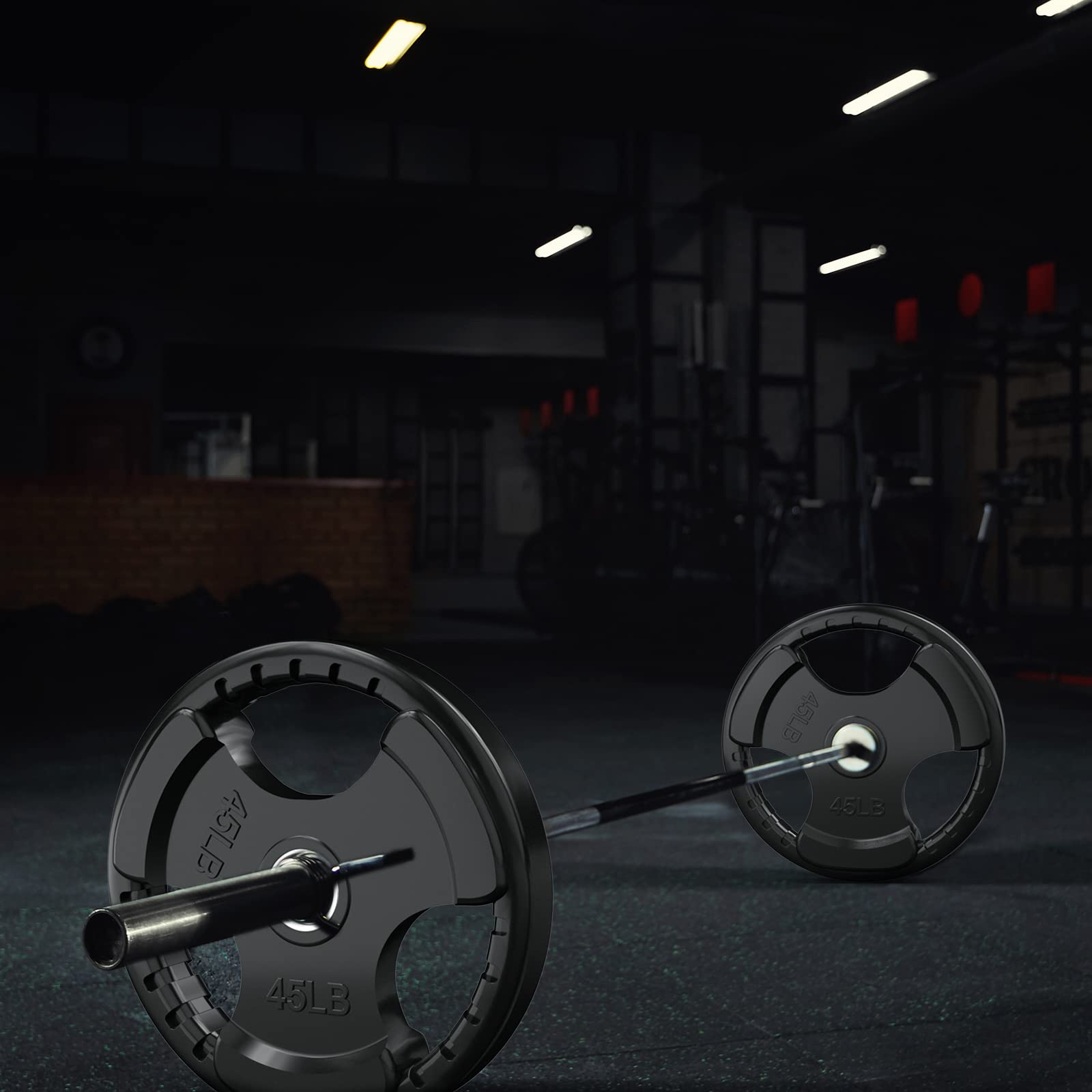 RitFit Olympic Rubber Grip Plates for Barbell - 2-Inch Weight Plates (2.5/5/10/25/35/45 LB) - Durable Home & Gym Weightlifting Equipment for Strength Training - Perfect for CrossFit, Powerlifting, and Home Workouts