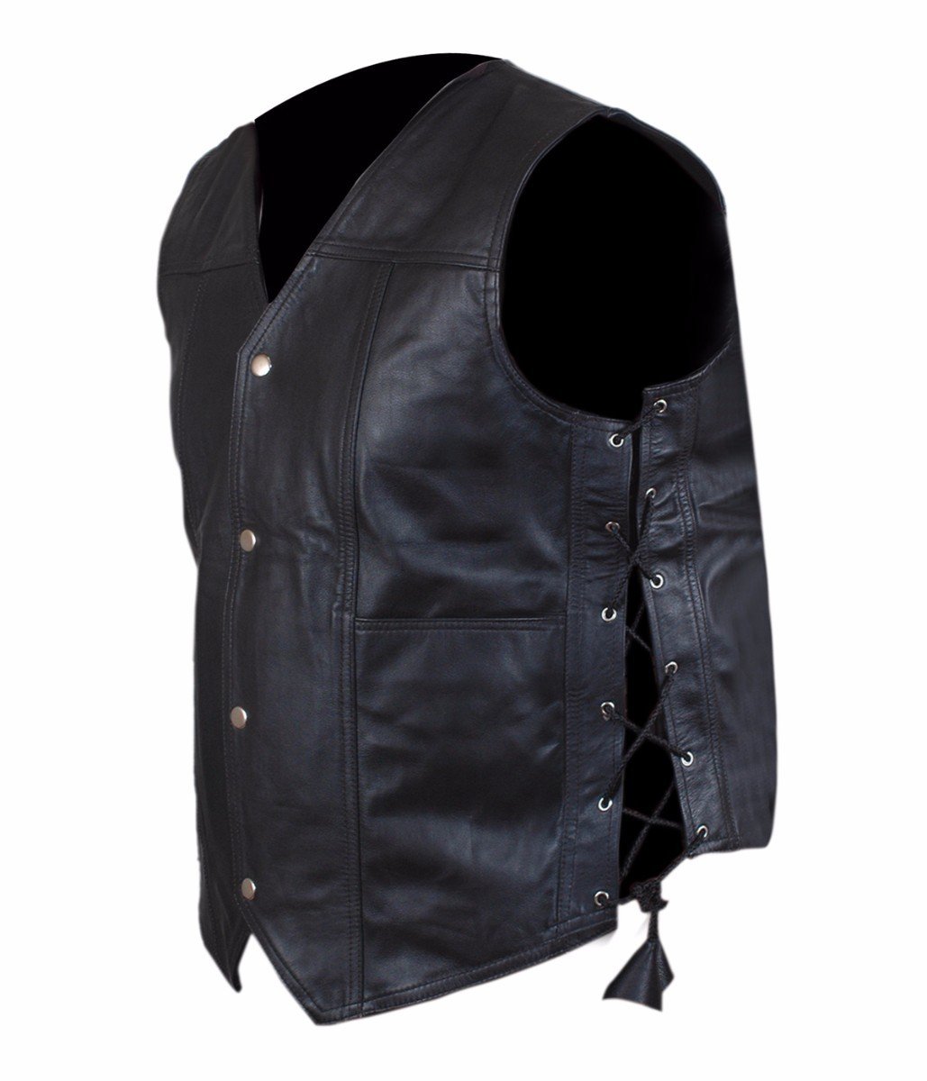 The Walking Dead Norman Reedus Angel Wings Biker Vest - Genuine Lambskin Leather Cosplay Jacket for Halloween, Comic Con & Motorcycle Riding