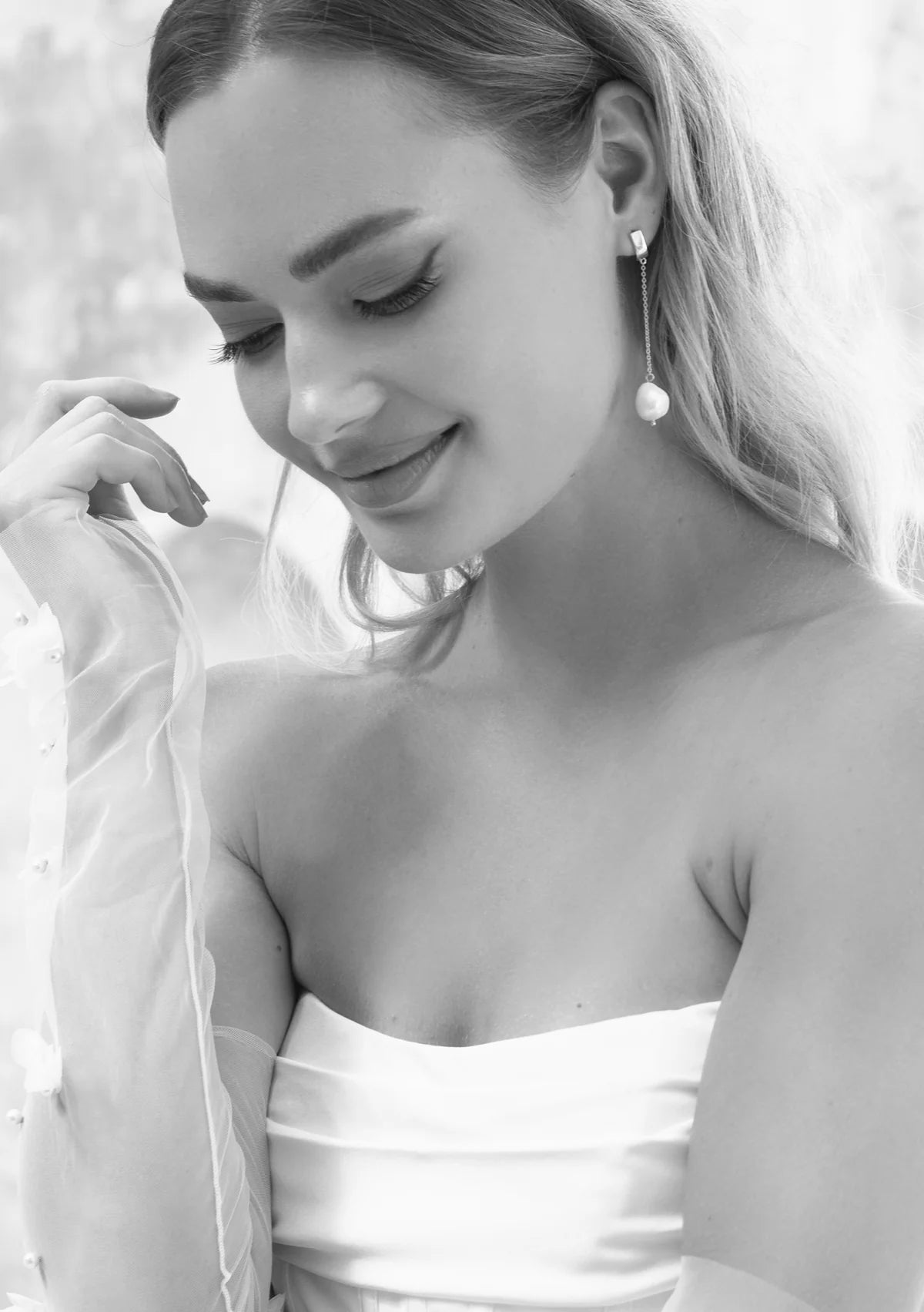 Lola Knight Ada Minimalist Pearl Bridal Earrings - Sterling Silver Wedding Jewelry for Brides, Bridesmaids & Formal Occasions