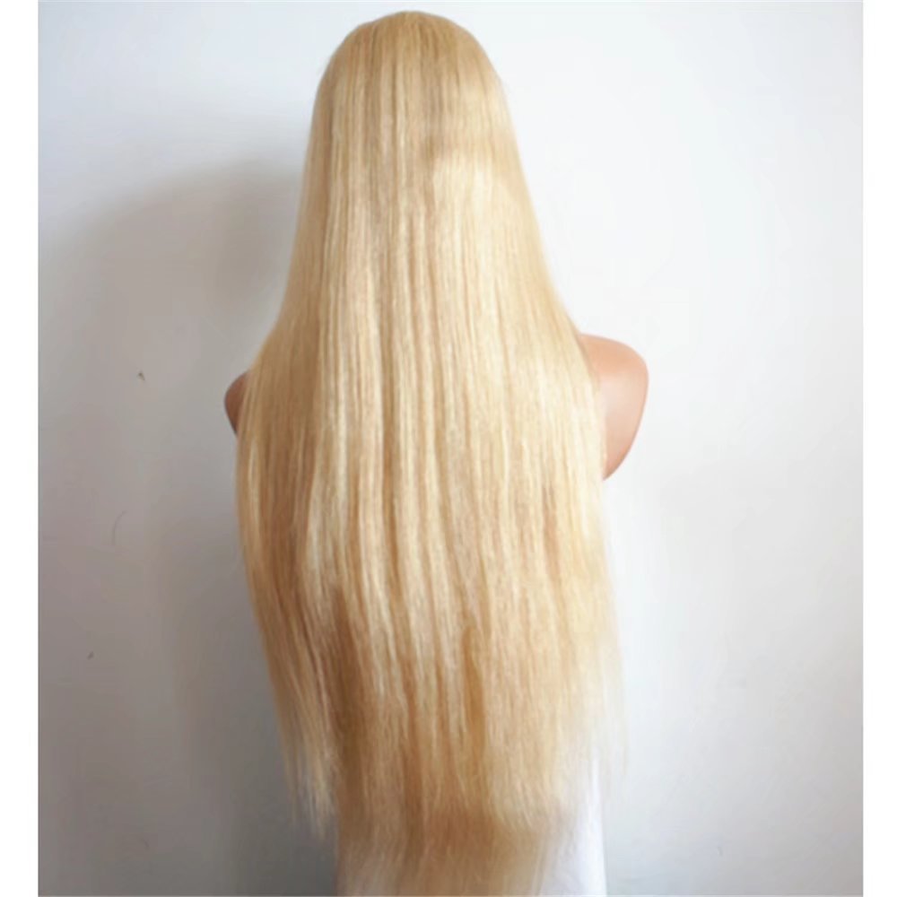 European Virgin Human Hair Full Lace Wigs for Women - #613 Light Blonde Silk Straight 16 Inch with Baby Hair | Natural Look for Daily Wear, Cosplay & Special Occasions