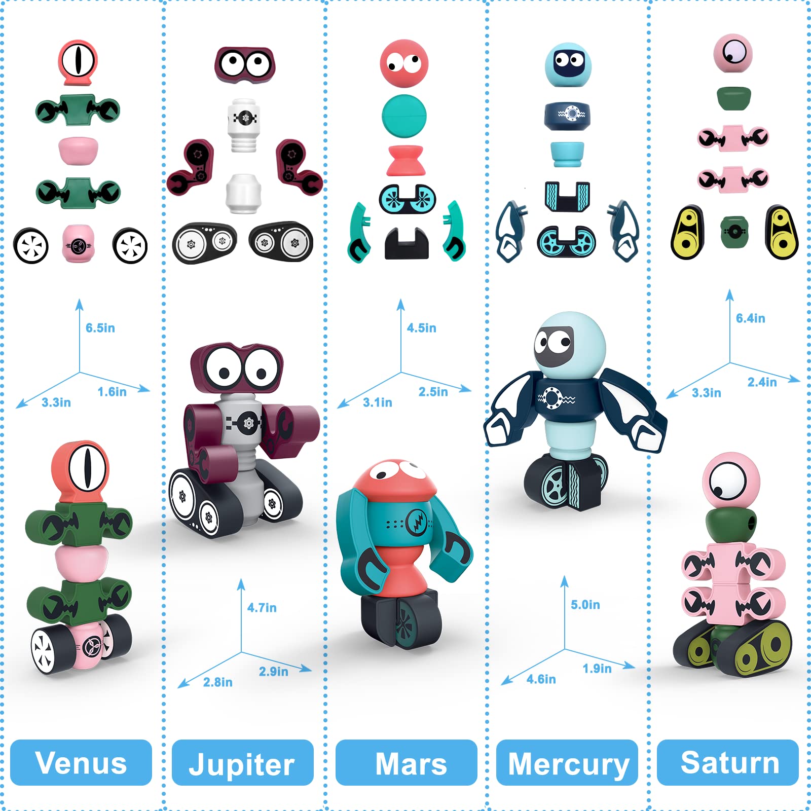 35PCS Magnetic Blocks STEM Building Toy Set for Kids Ages 3-6 - Educational Stacking Robots with Storage Box - Creative Learning Gift for Boys & Girls - Perfect for Classroom, Birthday & Indoor Playtime