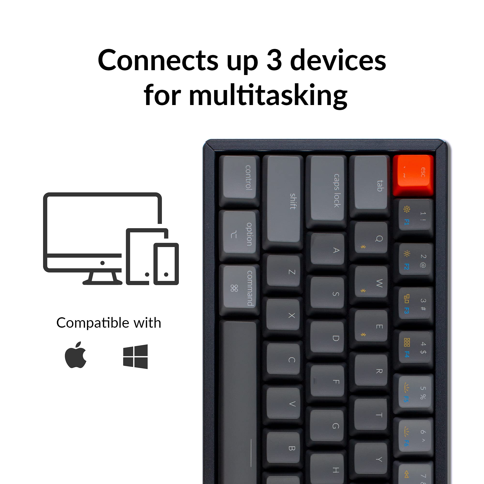 Keychron K12 61-Key Compact Bluetooth Wireless & USB Wired Mechanical Keyboard - Gateron G Pro Red Switches, RGB Backlit, N-Key Rollover, Aluminum Frame - Gaming Keyboard for Mac & Windows PC (Perfect for Office Work, Programming & Esports)