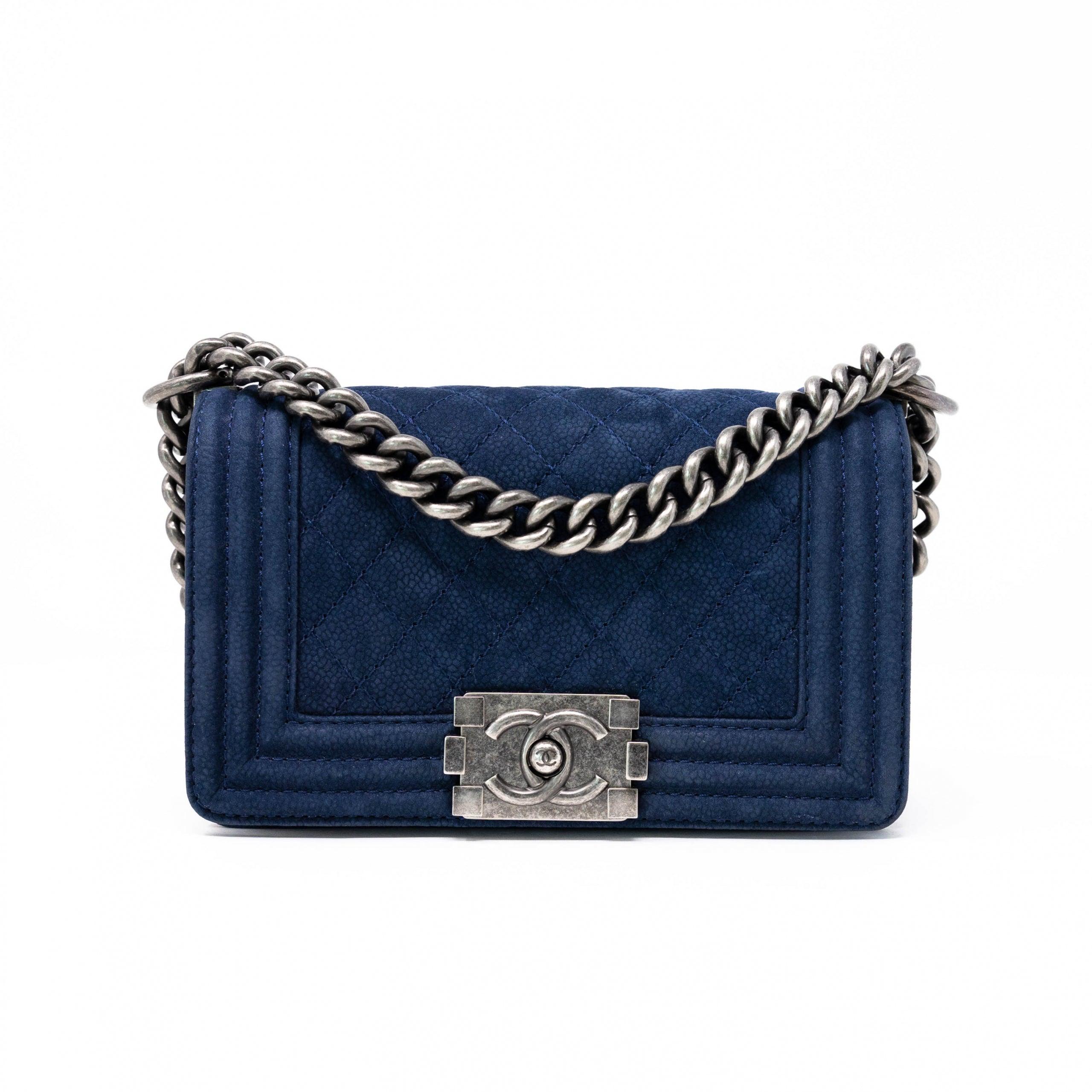 Chanel Blue Suede Small Boy Bag - Luxury Crossbody Handbag for Women | Perfect for Date Night, Parties & Special Occasions