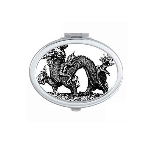 DIYthinker Chinese Culture Qing Dynasty Line Drawing Mirror - Portable Folding Hand Mirror with Double-Sided Design for Makeup, Travel & Home Decor