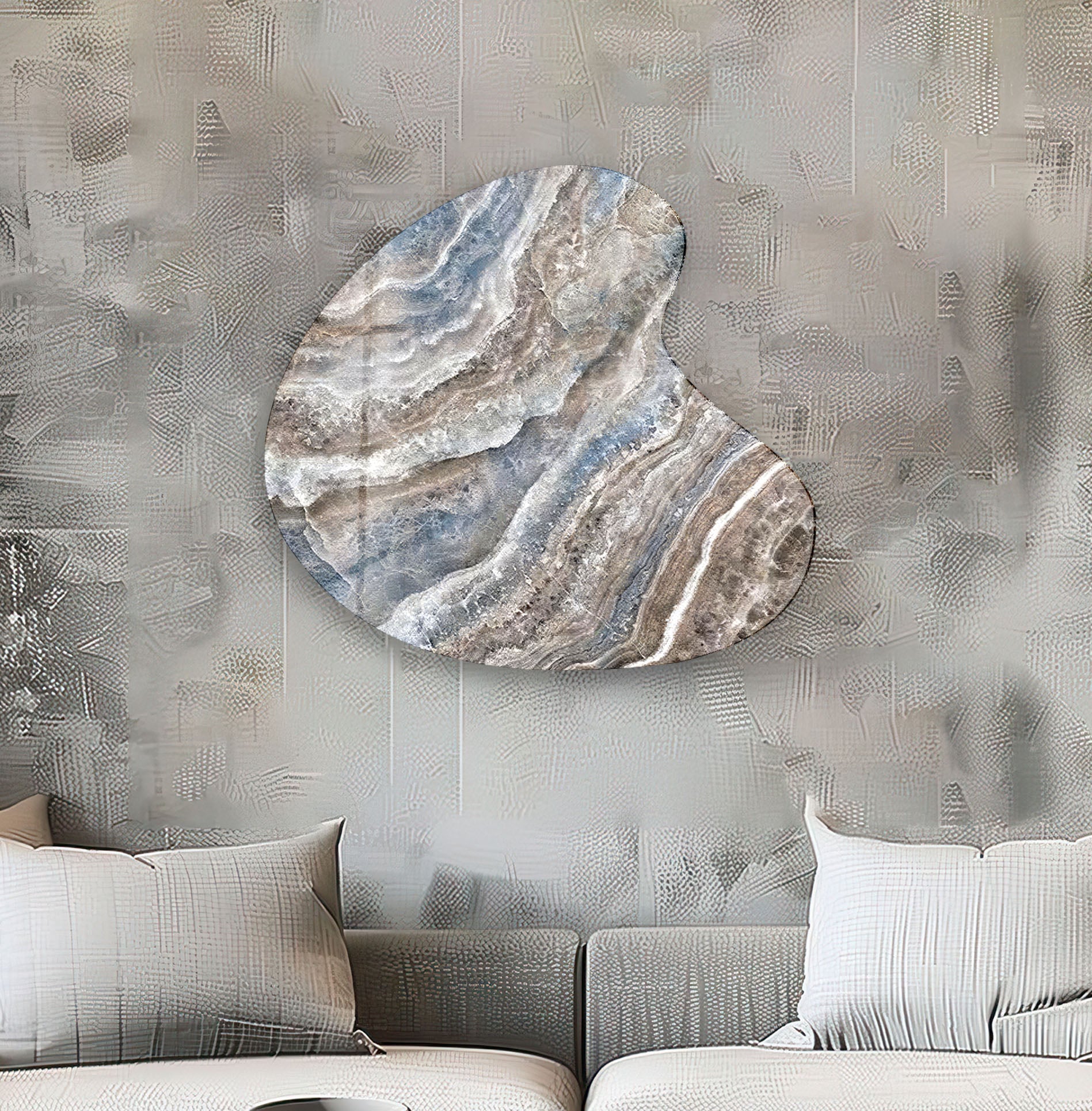Blue Marble Decorative Irregular Glass Wall Art - Modern Abstract Home Decor for Living Room, Bedroom & Office - Handmade Unique Glass Mosaic Art Piece