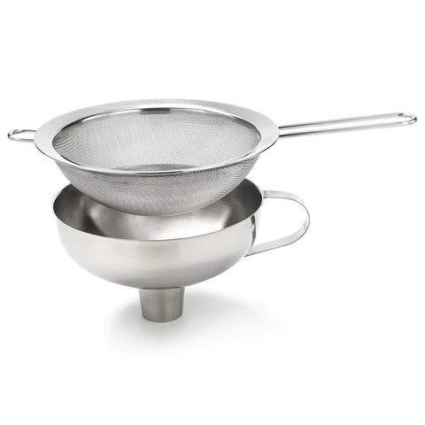 Premium Stainless Steel Funnel & Sieve Set by iSi - Perfect for Cooking, Baking, and Home Brewing - Durable Kitchen Strainer for Liquids, Powders, and Dry Ingredients