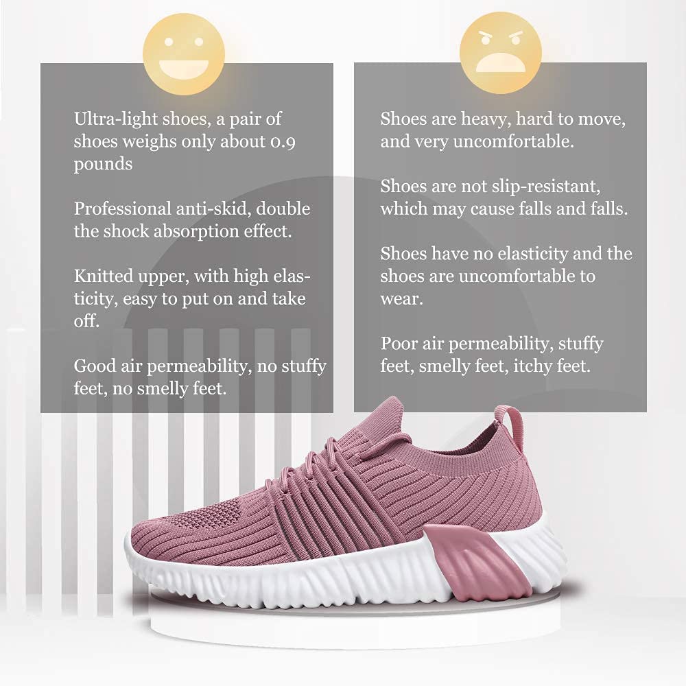 JSWEI Women's Walking Tennis Shoes - Breathable Slip-On Sneakers with Memory Foam & Air Cushion | Lightweight Comfortable Gym Shoes for Work, Walking & Casual Wear | Perfect for Running, Travel & Daily Activities