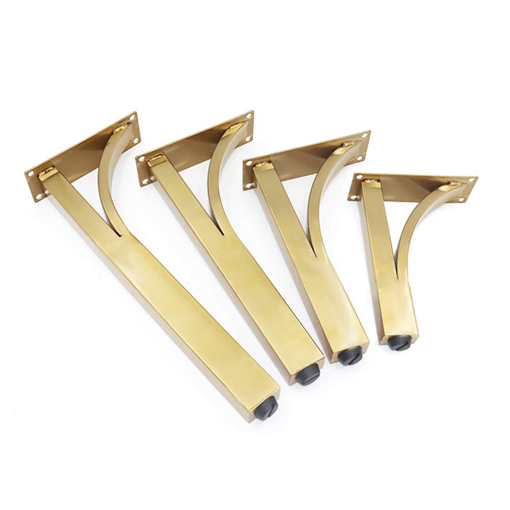 Premium 8-Inch Gold Furniture Legs - Adjustable Heavy Duty Steel Metal Table Legs for Sofa, Coffee Table, Cabinet & More - Set of 4 - Perfect for Living Room, Bathroom, Office & Kitchen Decor