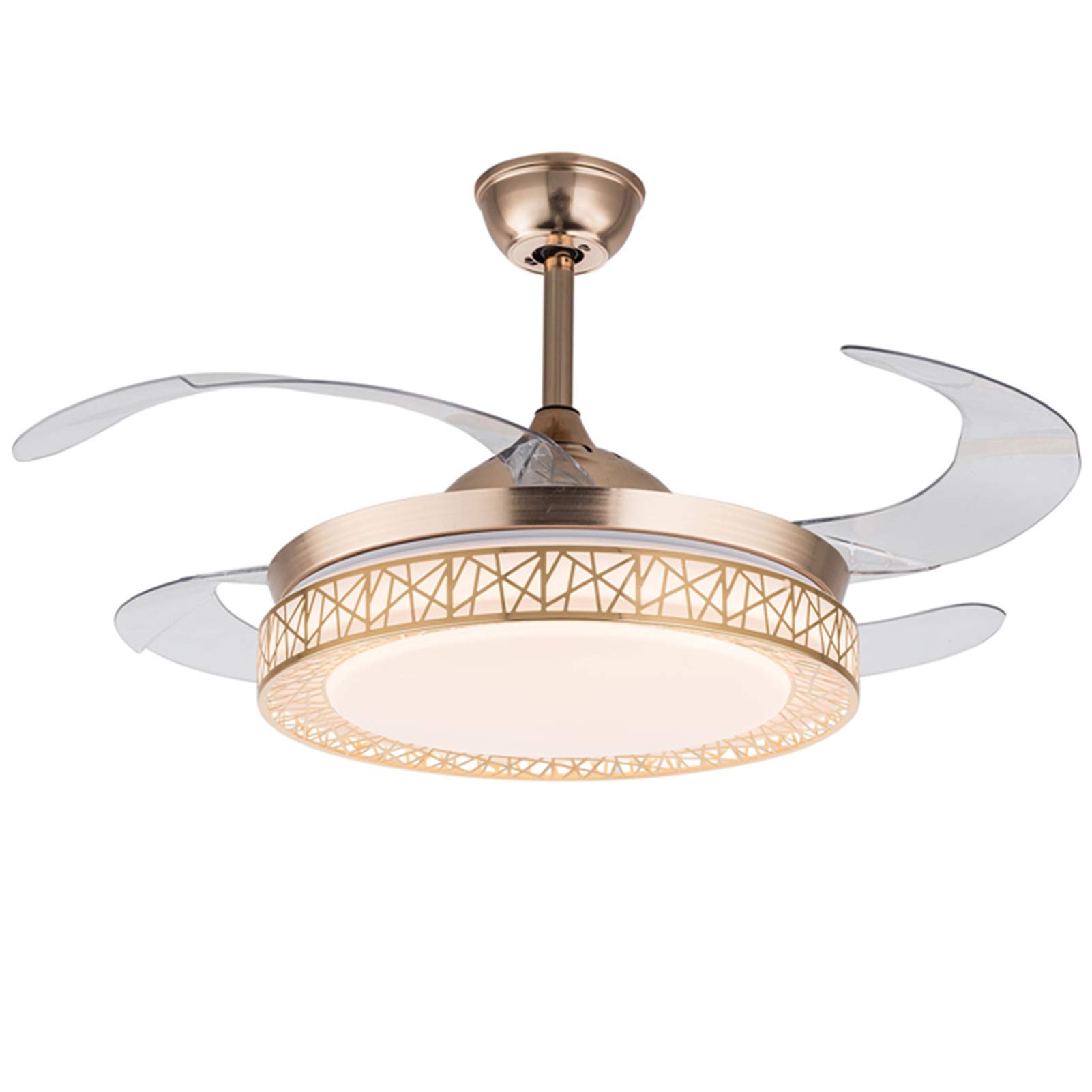 Gdrasuya10 42 Inch Retractable Ceiling Fan with LED Chandelier - 3 Color Changing, Remote Control, Adjustable Speed - Perfect for Living Room, Bedroom, and Dining Room Decoration