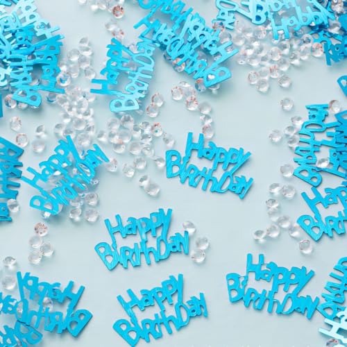 Blue Happy Birthday and Rhinestone