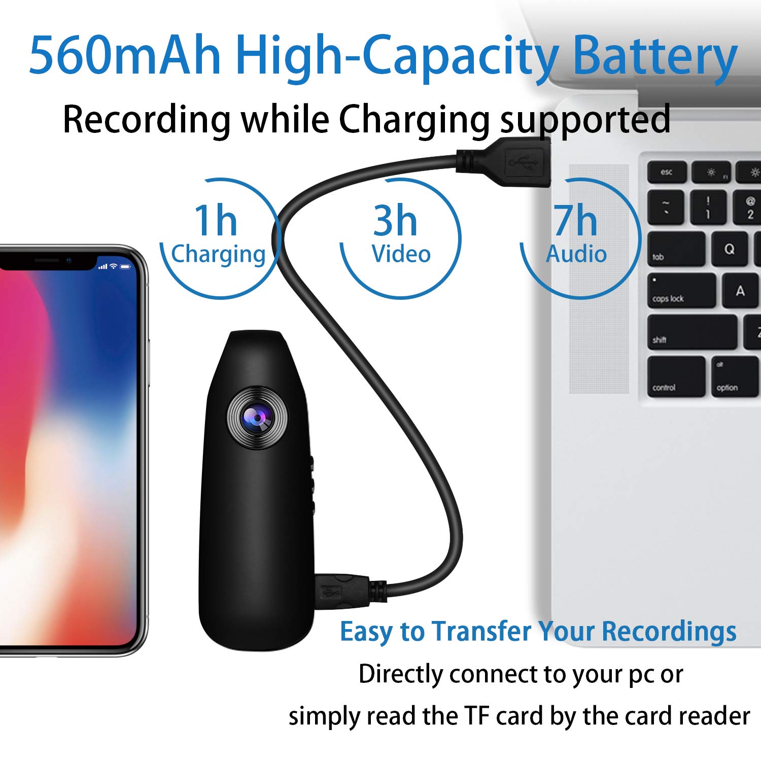 1080P FHD Spy Camera - Wearable Body Camera with Smart Motion Detection for Police, Security & Home Use | Ideal for Office, Law Enforcement & Outdoor Surveillance