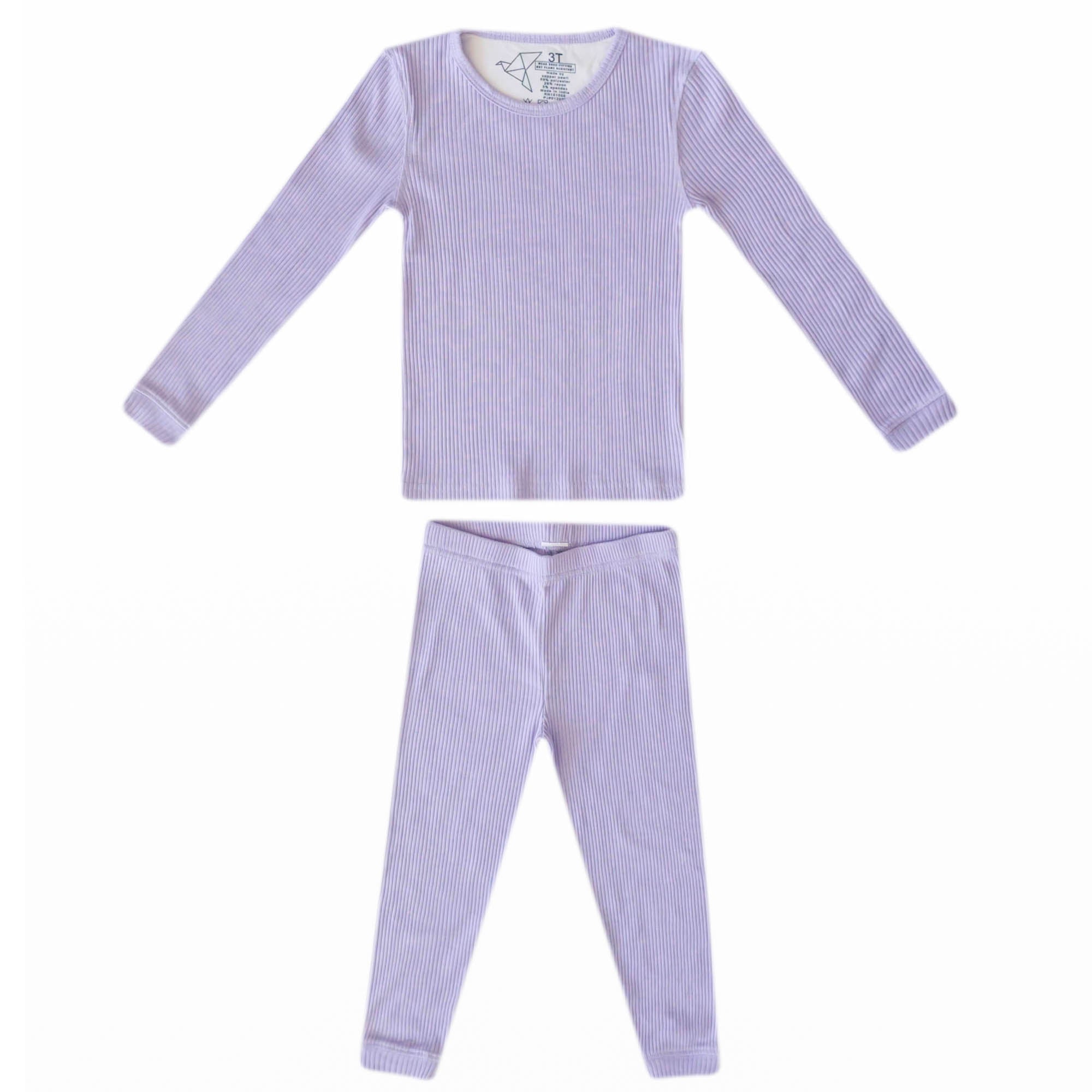 2-Piece Rib Knit Long Sleeve Pajama Set for Women - Soft & Comfortable Sleepwear in Periwinkle Blue - Perfect for Cozy Nights, Lounging & Gift Giving