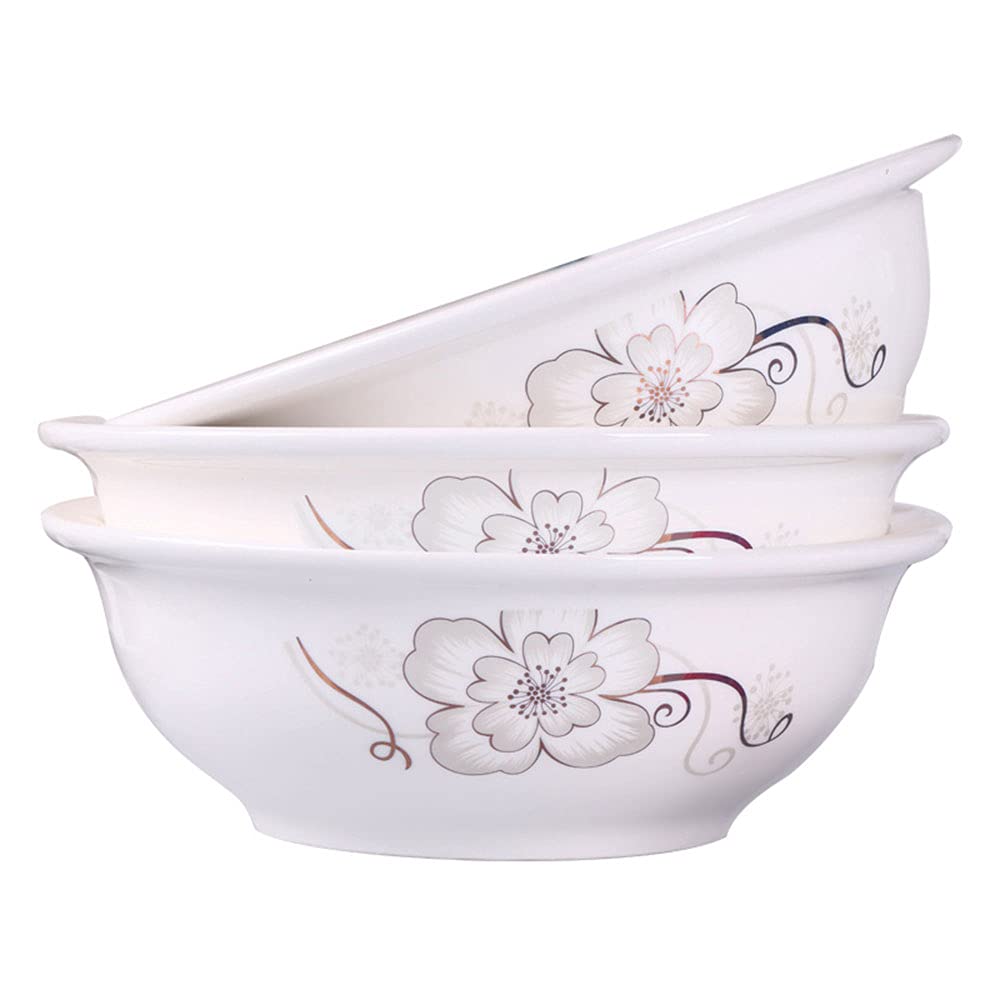 9-inch Large Ceramic Soup Bowls Set of 3 - Durable White Cereal & Noodle Bowls for Kitchen & Dining - Perfect for Soup, Salad, Pasta & Breakfast - Elegant Tableware with Fine Workmanship