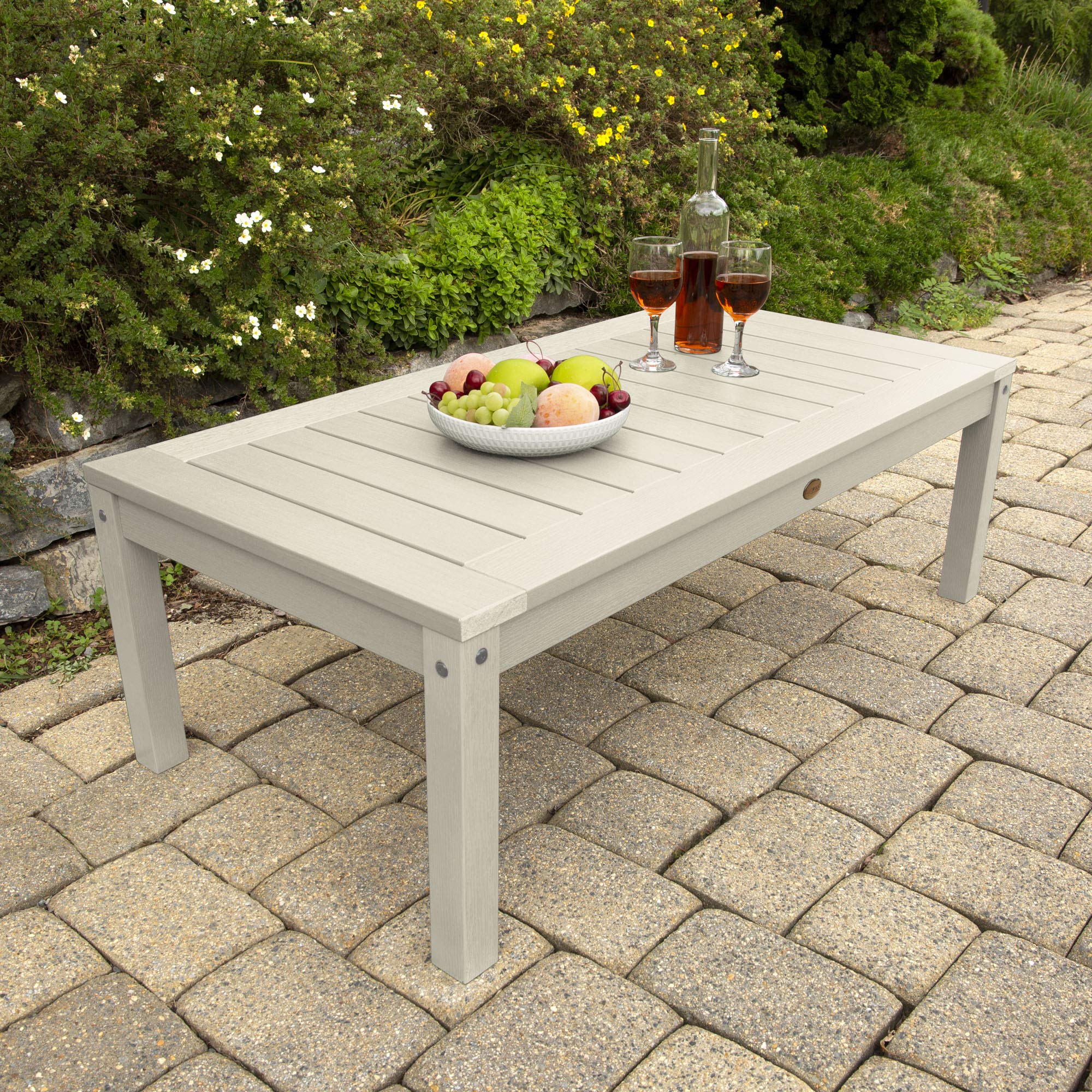 Highwood Adirondack Coffee Table - Weather-Resistant Whitewashed Outdoor Furniture for Patio, Garden & Poolside Use