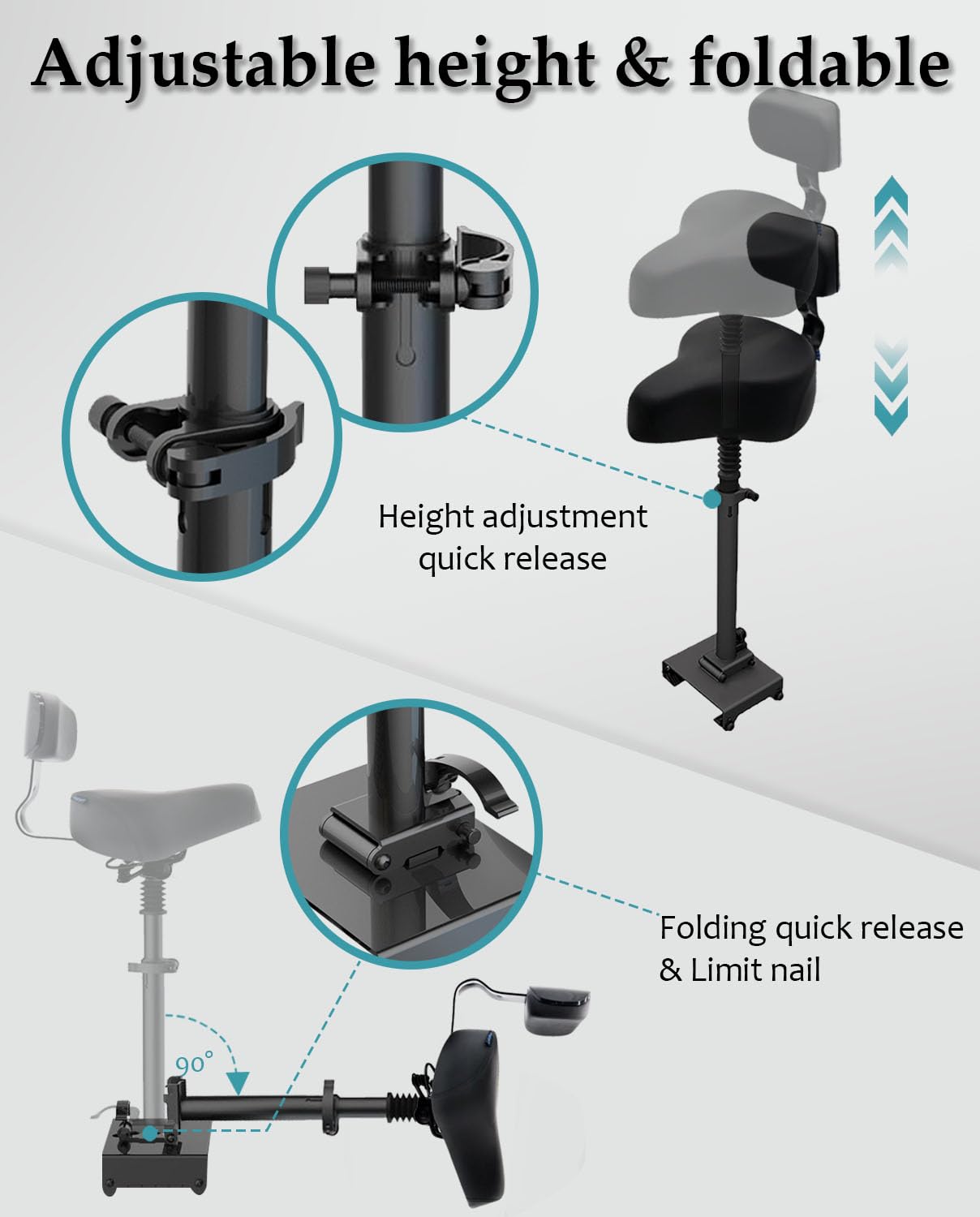 Ninebot Max G30P/G30LP Electric Scooter Seat - Oversized Comfortable Saddle with Backrest & Wide Cushion | Perfect for Commuting & Urban Travel | Electric KickScooter Accessories