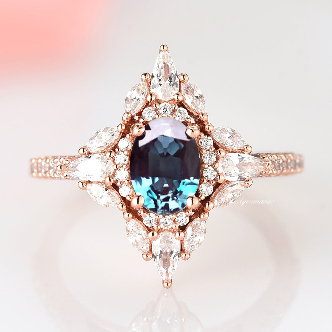 Stella Alexandrite Ring 14K Rose Gold Vermeil - Elegant Birthstone Jewelry for Women, Perfect Gift for Anniversary, Birthday & Special Occasions