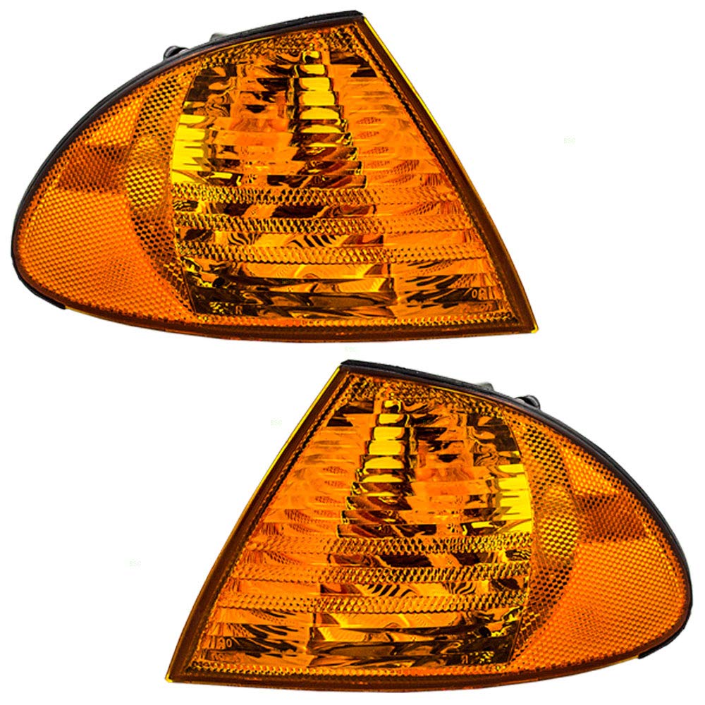 AutoandArt Brock Replacement Driver & Passenger Park Signal Corner Marker Lights Lamps Lenses for 1999-2001 BMW 3 Series E46 Sedan & Wagon (Part# 63136902765, 63136902766) - Enhanced Visibility & Safety for Night Driving & Parking