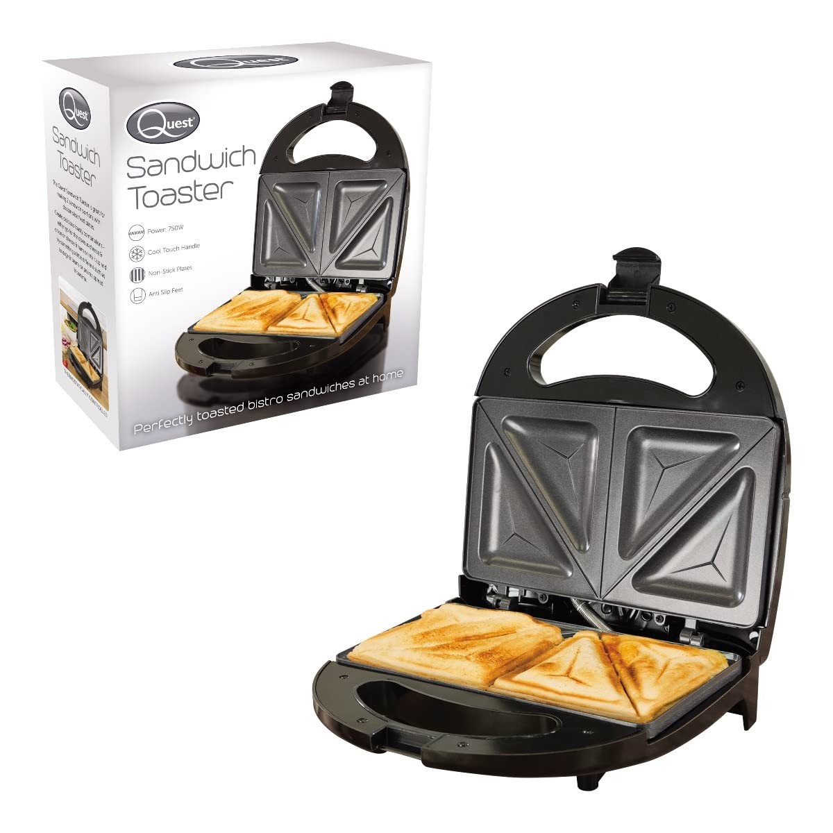 Healthy Living Direct Sandwich Toaster - Black | Perfect for Quick Breakfast, Snacks & Family Meals