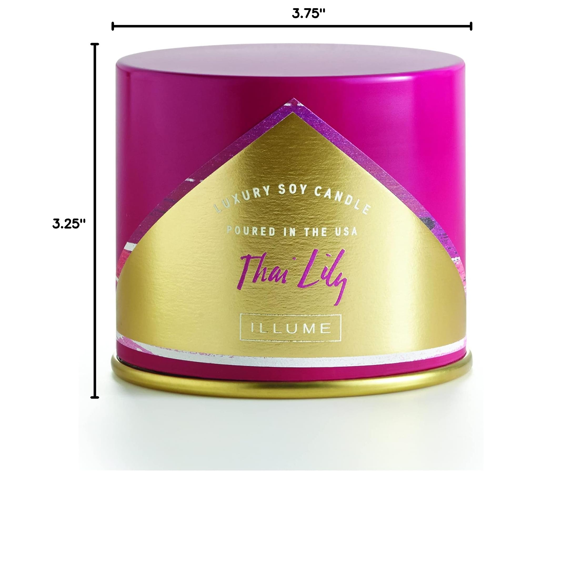 ILLUME Thai Lily Scented Soy Candle in Pink Vanity Tin - 11.8 oz for Home Decor, Relaxation & Aromatherapy | Perfect for Bedroom, Bathroom & Gift Giving