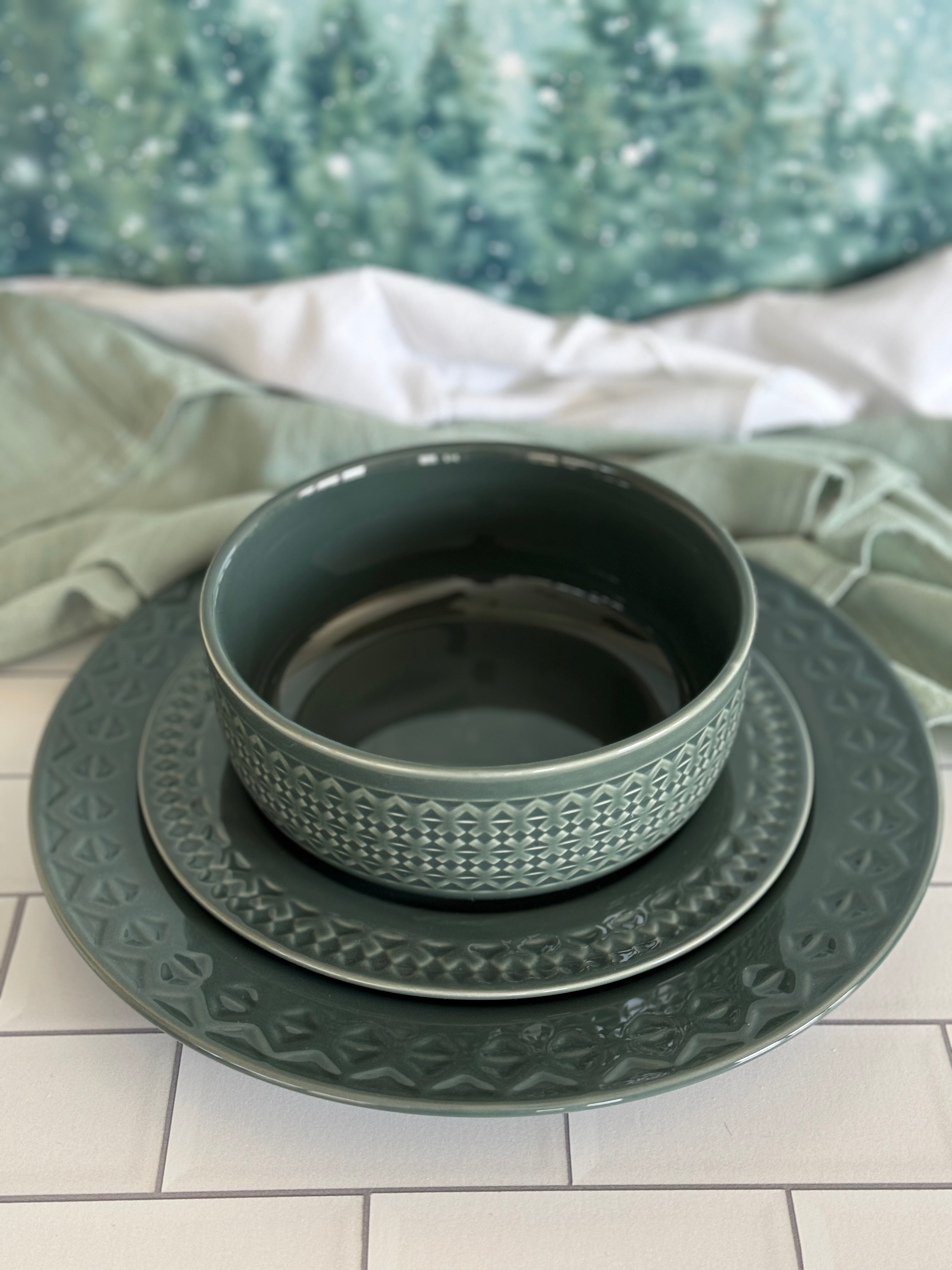 Pendleton Debossed Stoneware Bowls - 6-Piece Set of Handcrafted Ceramic Serving Bowls for Soup, Salad, Pasta - Perfect for Dinner Parties, Holiday Gatherings & Rustic Home Decor